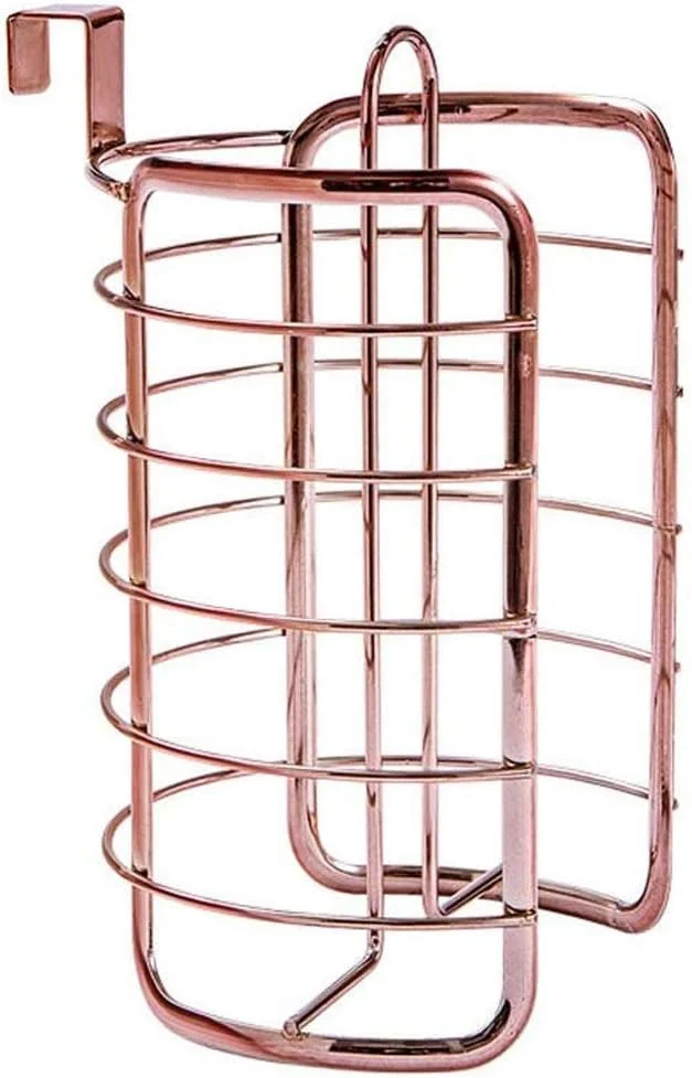 نگهدارنده دستمال کاغذی آشپزخانه ZDmalt، نگهدارنده رول حمام، نگهدارنده کاغذ توالت، قاب آهنی، قفسه ذخیره سازی بدون پانچ، رزگلد