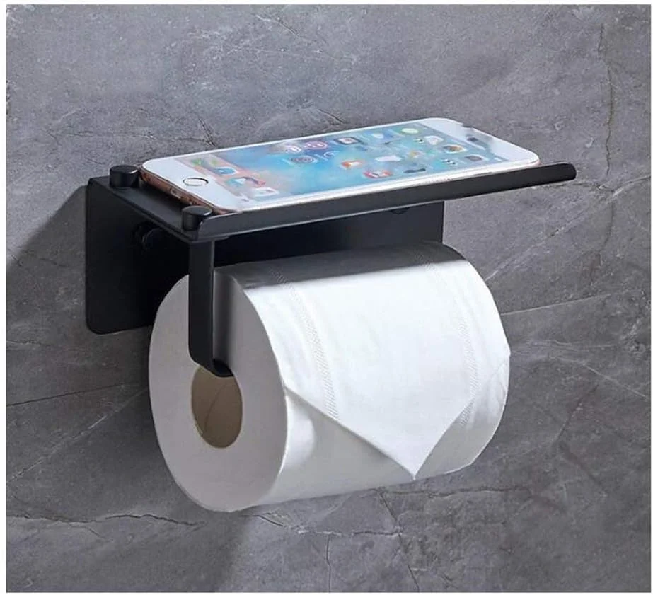 نگهدارنده دستمال کاغذی ZDmalt - نگهدارنده کاغذ توالت با قفسه استیل ضد زنگ، نگهدارنده دستمال کاغذی حمام به همراه محل نگهداری تلفن همراه