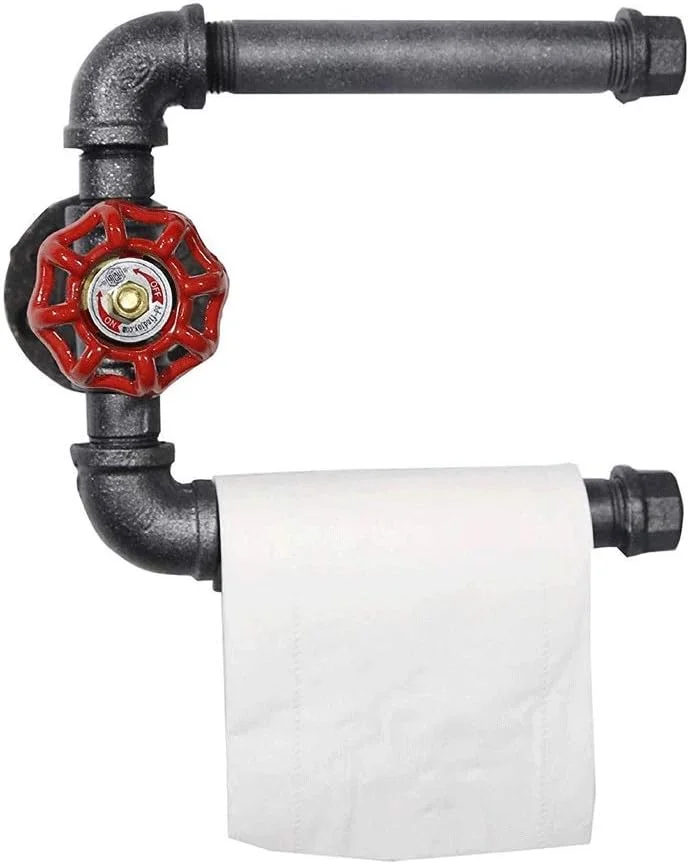 نگهدارنده دستمال توالت ZDmalt - نگهدارنده دستمال توالت دیواری طرح قدیمی، لوله آهنی صنعتی سنگین و مقاوم مناسب حمام