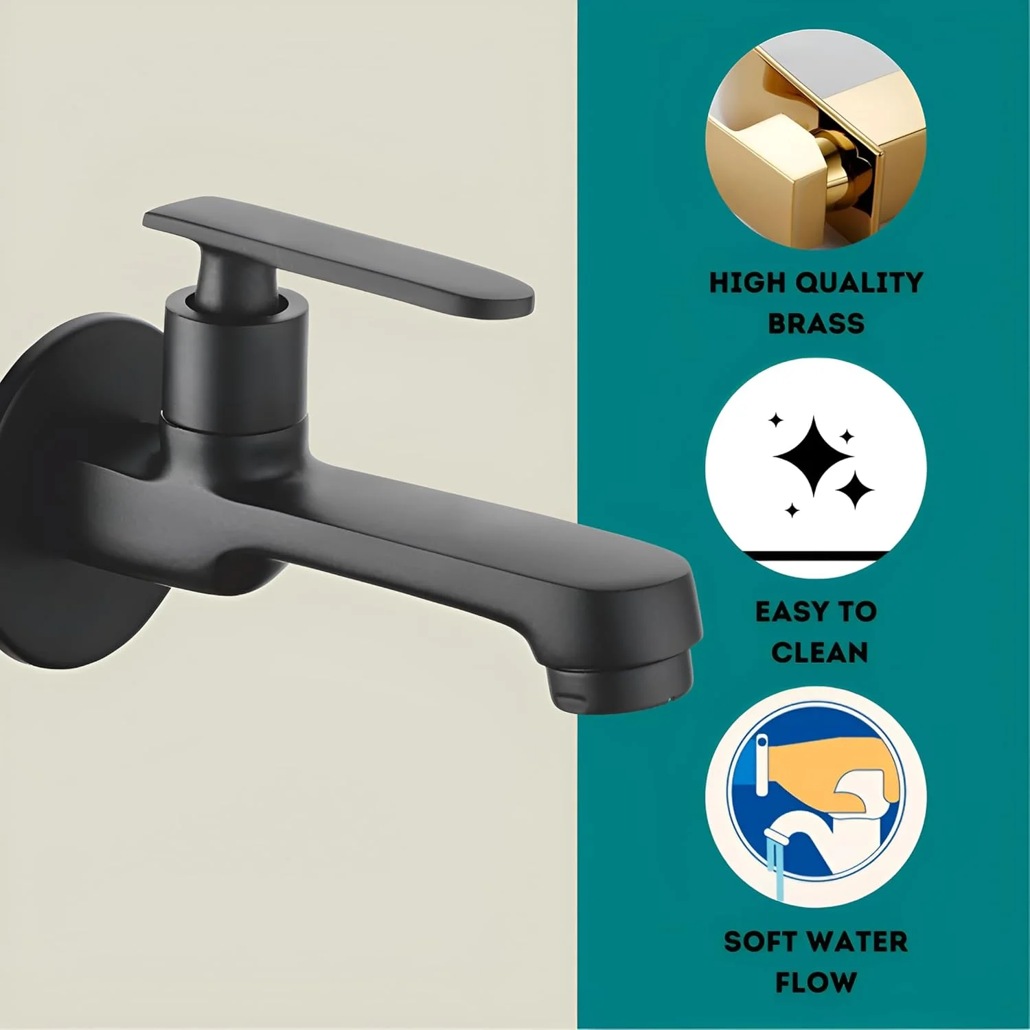 شیرآلات برنجی مشکی مات New Ware برای حمام و سینک آشپزخانه، شیرآلات برنجی برای خانه و حمام با فلنج دیواری (5.5 اینچ) شیرآلات برنجی مشکی مات New Ware برای حمام و سینک آشپزخانه، شیرآلات برنجی برای خانه و حمام با فلنج دیواری (5.5 اینچ)