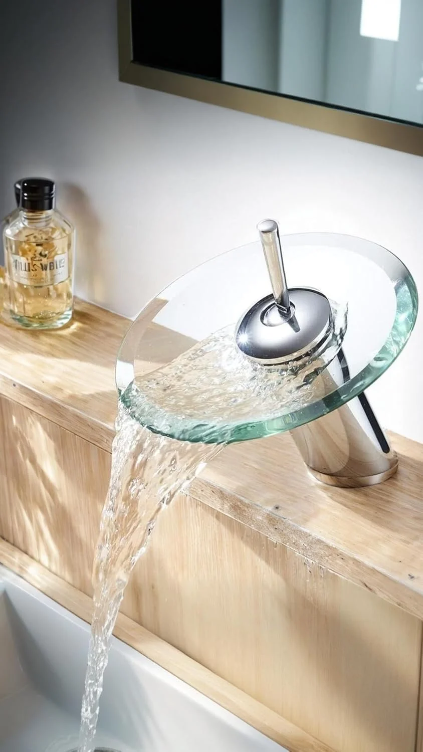 شیر آب آبشاری شیشه ای Sweet seven - شیرهای مخلوط حوضچه آب گرم/سرد برای سینک و حمام، روکش کروم شیر آب آبشاری شیشه ای Sweet seven - شیرهای مخلوط حوضچه آب گرم/سرد برای سینک و حمام، روکش کروم