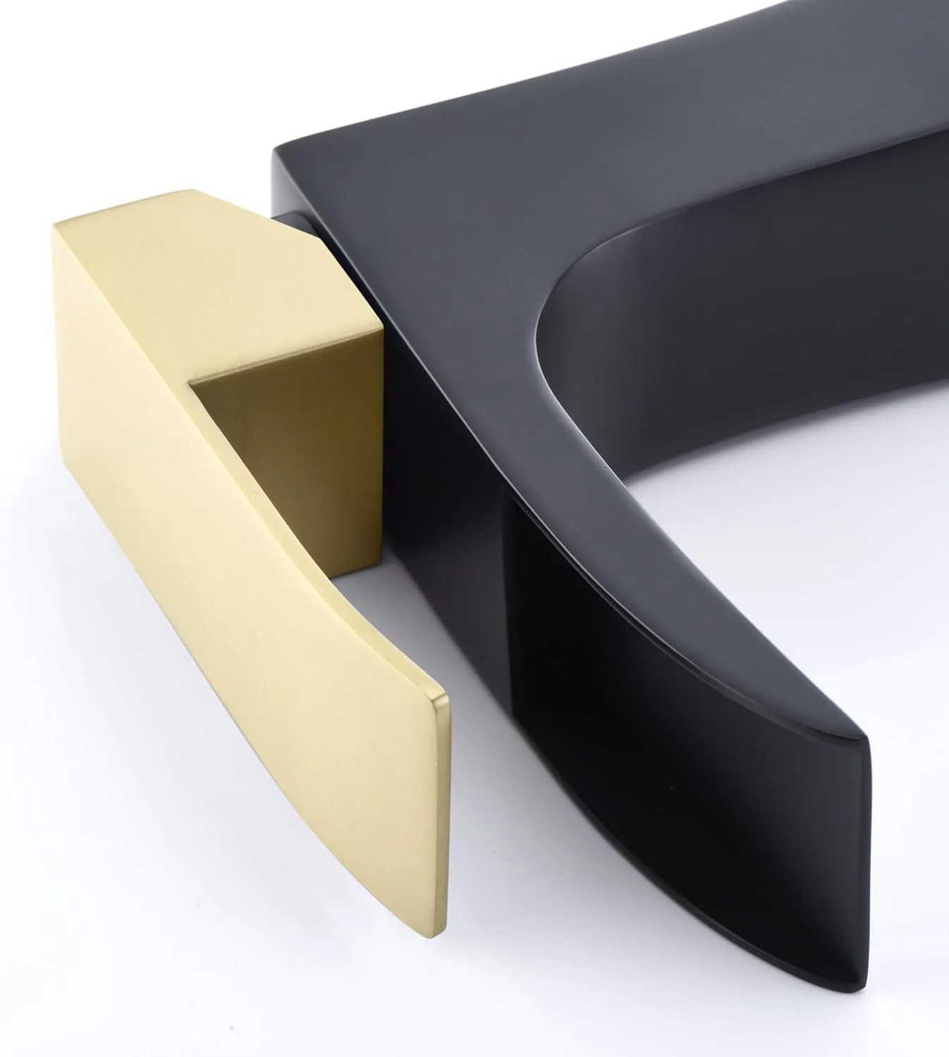 شیر آب روشویی آبشاری Sumerain، نصب روی سینک، تک سوراخ، استیل ضد زنگ SUS304، مشکی و طلایی