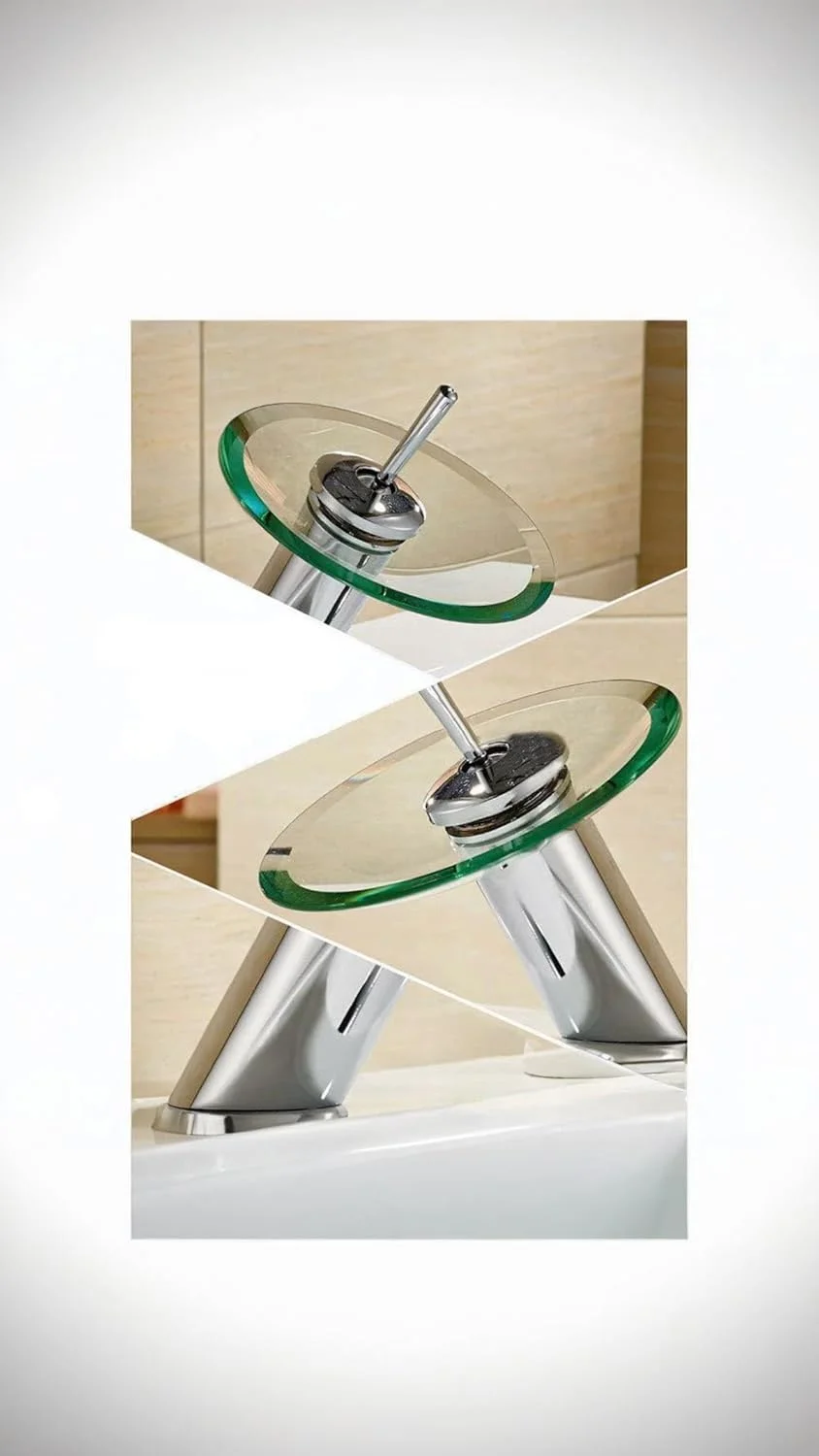 شیر آب آبشاری شیشه ای Sweet seven - شیرهای مخلوط حوضچه آب گرم/سرد برای سینک و حمام، روکش کروم شیر آب آبشاری شیشه ای Sweet seven - شیرهای مخلوط حوضچه آب گرم/سرد برای سینک و حمام، روکش کروم