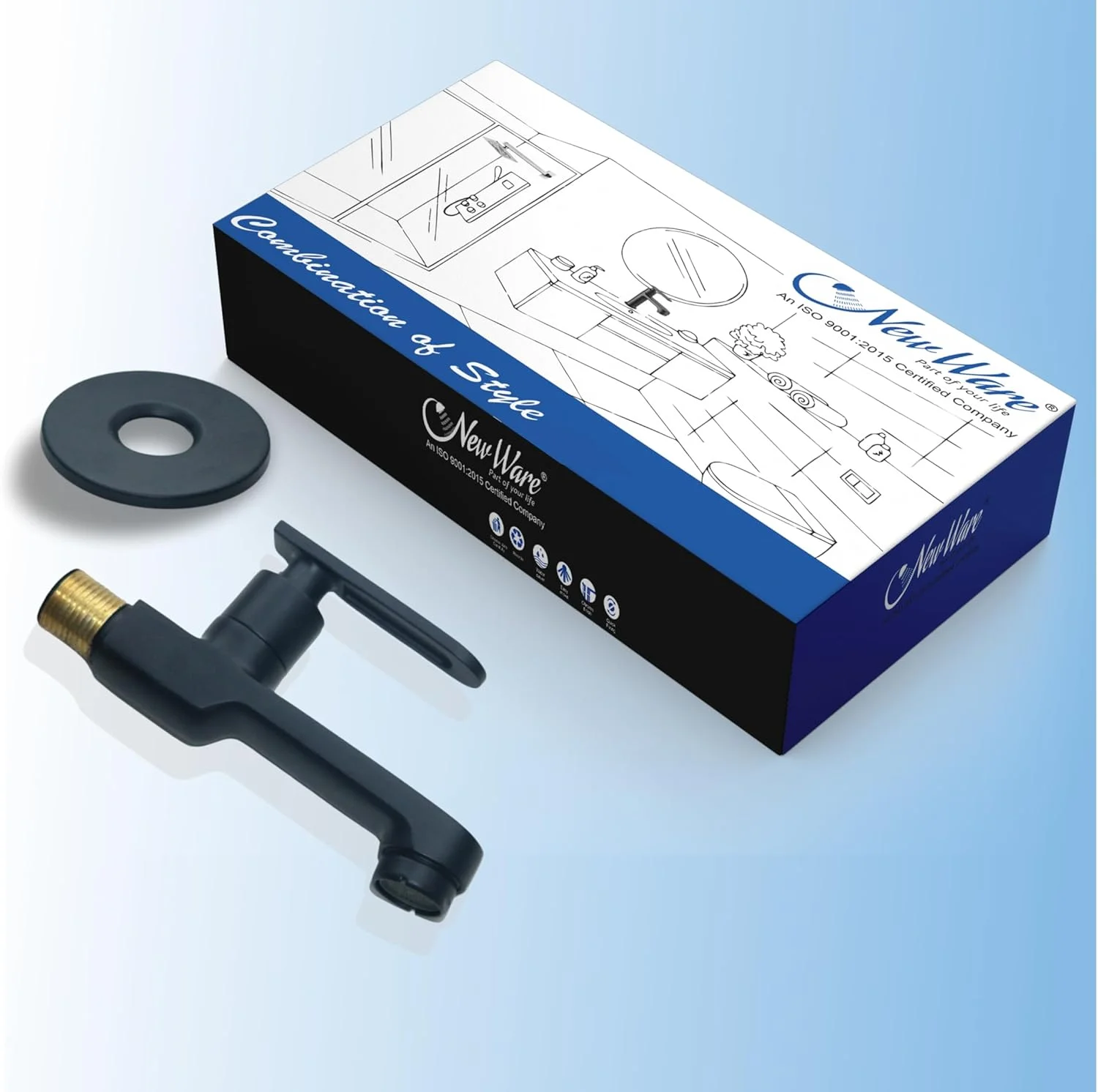 شیرآلات برنجی مشکی مات New Ware برای حمام و سینک آشپزخانه، شیرآلات برنجی برای خانه و حمام با فلنج دیواری (5.5 اینچ) شیرآلات برنجی مشکی مات New Ware برای حمام و سینک آشپزخانه، شیرآلات برنجی برای خانه و حمام با فلنج دیواری (5.5 اینچ)