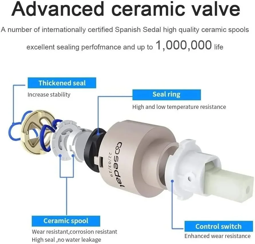 شیر آب حمام آبشاری مشکی PYEBE، شیر سینک روشویی تک دستگیره بلند، شیر میکسر حوضچه روشویی RV، برنج جامد/مشکی مات