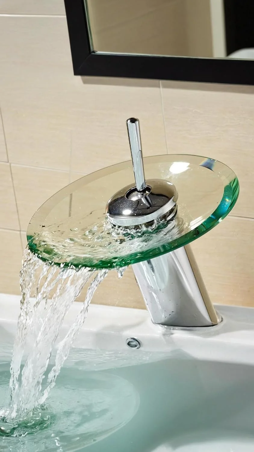 شیر آب آبشاری شیشه ای Sweet seven - شیرهای مخلوط حوضچه آب گرم/سرد برای سینک و حمام، روکش کروم شیر آب آبشاری شیشه ای Sweet seven - شیرهای مخلوط حوضچه آب گرم/سرد برای سینک و حمام، روکش کروم