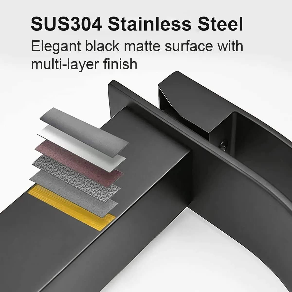 شیر آب حمام آبشاری مشکی PYEBE، شیر سینک روشویی تک دستگیره بلند، شیر میکسر حوضچه روشویی RV، برنج جامد/مشکی مات