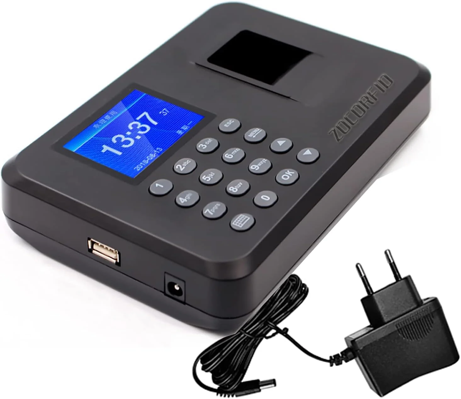 دستگاه حضور و غیاب اثر انگشتی Amhuui، ساعت ورود و خروج اداری، دستگاه ثبت تردد کارکنان بیومتریک با صفحه نمایش 2.4 اینچی TFT، اعلان صوتی، دانلود از طریق فلش USB.