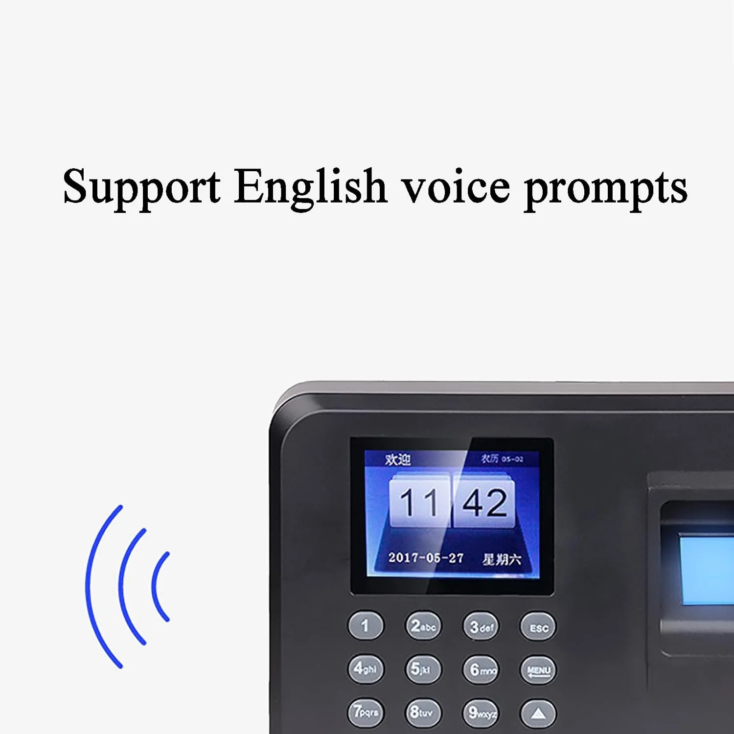 دستگاه حضور و غیاب اثر انگشتی Amhuui، ساعت ورود و خروج اداری، دستگاه ثبت تردد کارکنان بیومتریک با صفحه نمایش 2.4 اینچی TFT، اعلان صوتی، دانلود از طریق فلش USB.