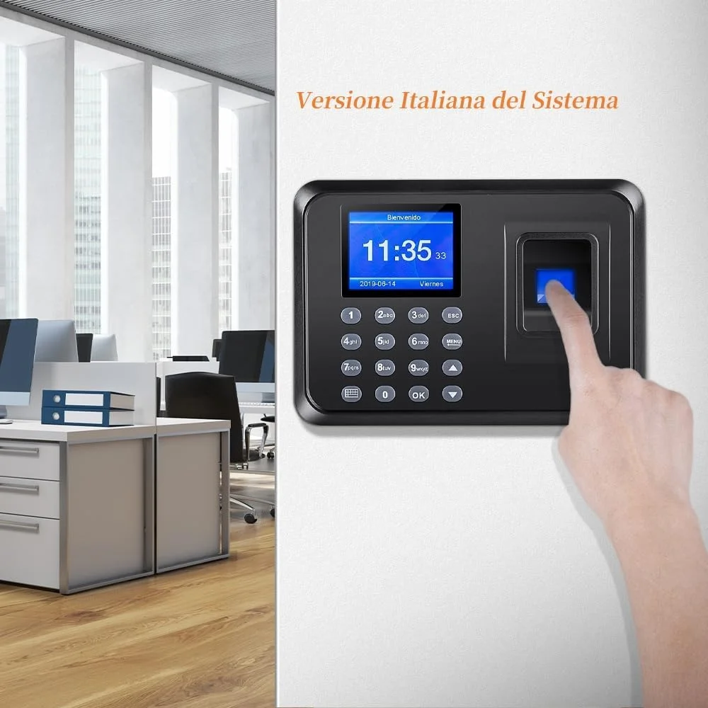 دستگاه کنترل حضور و غیاب، ساعت حضور و غیاب برای کسب و کارهای کوچک، ساعت اثر انگشتی، بدون هزینه ماهانه برای نسخه انگلیسی حضور و غیاب (ایتالیایی) دستگاه کنترل حضور و غیاب، ساعت حضور و غیاب برای کسب و کارهای کوچک، ساعت اثر انگشتی، بدون هزینه ماهانه برای نسخه انگلیسی حضور و غیاب (ایتالیایی)