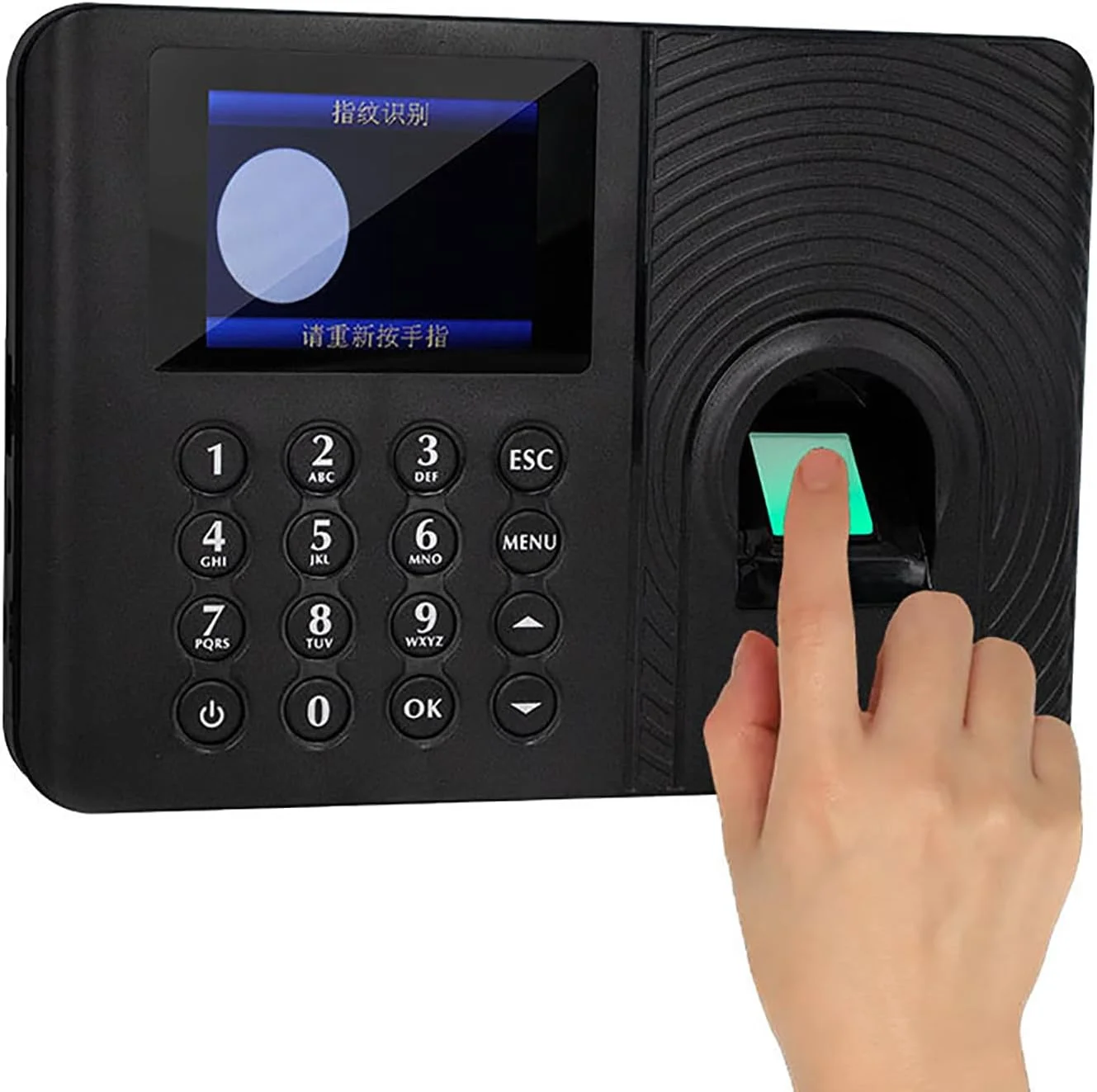 دستگاه حضور و غیاب اثر انگشتی بیومتریک ERICAT، ساعت حضور و غیاب، ثبت کننده حضور و غیاب کارمندان با اعلان صوتی، 1000 اثر انگشت و رمز عبور، سریع و دقیق، برای دفاتر، هتل ها، مدارس