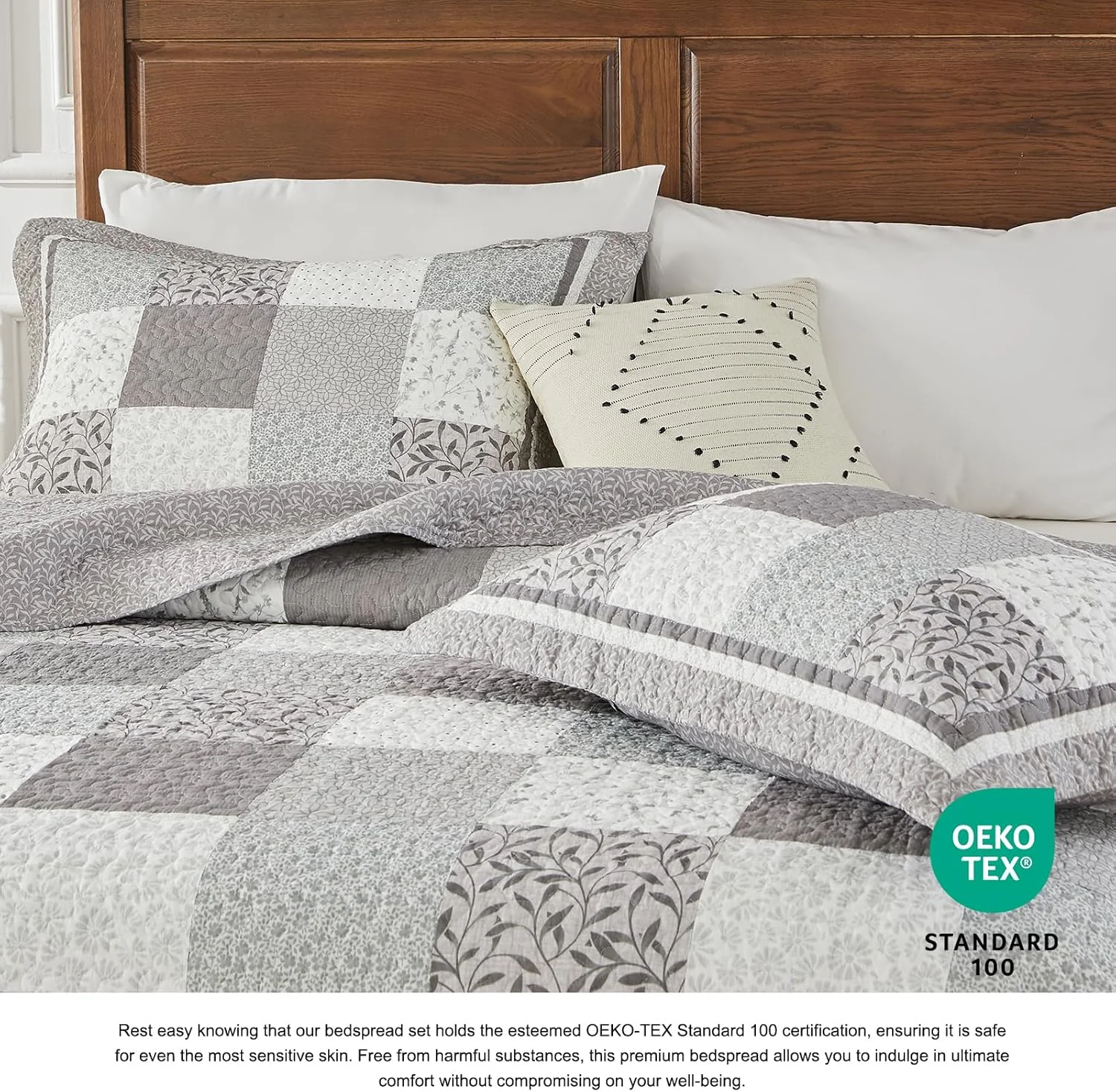 روتختی بزرگ سایز کینگ DDUOXIN - عرض 305 x طول 305 سانتی متر فوق العاده عریض - لحاف تکه دوزی شده 100% پنبه ای بزرگ با 2 روبالشی، ست های روتختی سبک وزن طرح گلدار خانه روستایی، تکه دوزی خاکستری روتختی بزرگ سایز کینگ DDUOXIN - عرض 305 x طول 305 سانتی متر فوق العاده عریض - لحاف تکه دوزی شده 100% پنبه ای بزرگ با 2 روبالشی، ست های روتختی سبک وزن طرح گلدار خانه روستایی، تکه دوزی خاکستری