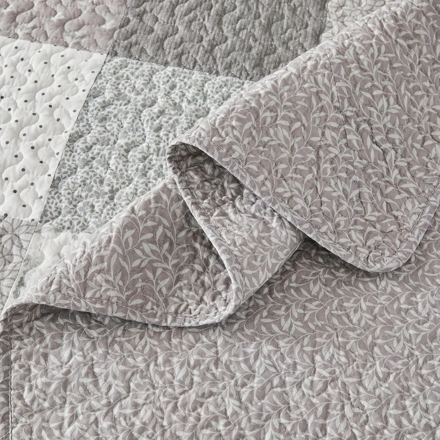 روتختی بزرگ سایز کینگ DDUOXIN - عرض 305 x طول 305 سانتی متر فوق العاده عریض - لحاف تکه دوزی شده 100% پنبه ای بزرگ با 2 روبالشی، ست های روتختی سبک وزن طرح گلدار خانه روستایی، تکه دوزی خاکستری روتختی بزرگ سایز کینگ DDUOXIN - عرض 305 x طول 305 سانتی متر فوق العاده عریض - لحاف تکه دوزی شده 100% پنبه ای بزرگ با 2 روبالشی، ست های روتختی سبک وزن طرح گلدار خانه روستایی، تکه دوزی خاکستری