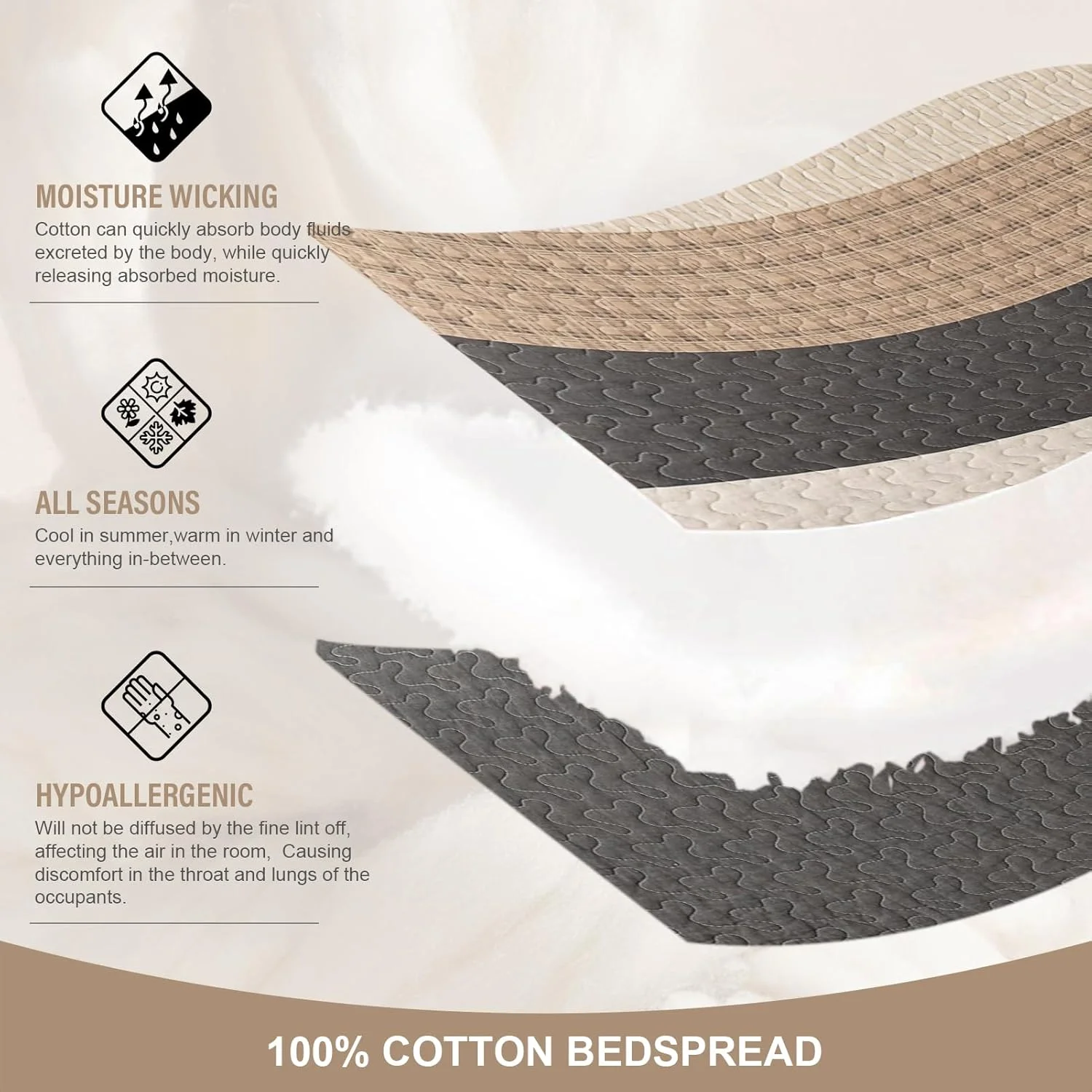 FineStichery 100% Cotton Oversized King Bedspread, 128x120 Extra Wide Quilt Set, Farmhouse Striped Quilted Bedding Set, Lightweight Soft Comforter, 3 Piece, Charcoal/Brown/Beige FineStichery 100% Cotton Oversized King Bedspread, 128x120 Extra Wide Quilt Set, Farmhouse Striped Quilted Bedding Set, Lightweight Soft Comforter, 3 Piece, Charcoal/Brown/Beige