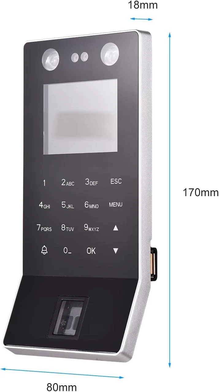 OUNA Face Recognition Fingerprint Password Attendance Machine Access Control Time Clock Recorder Support Device Employee Checking-in Recorder with 2.4 Inch TFT Color Screen Support U Disk Download