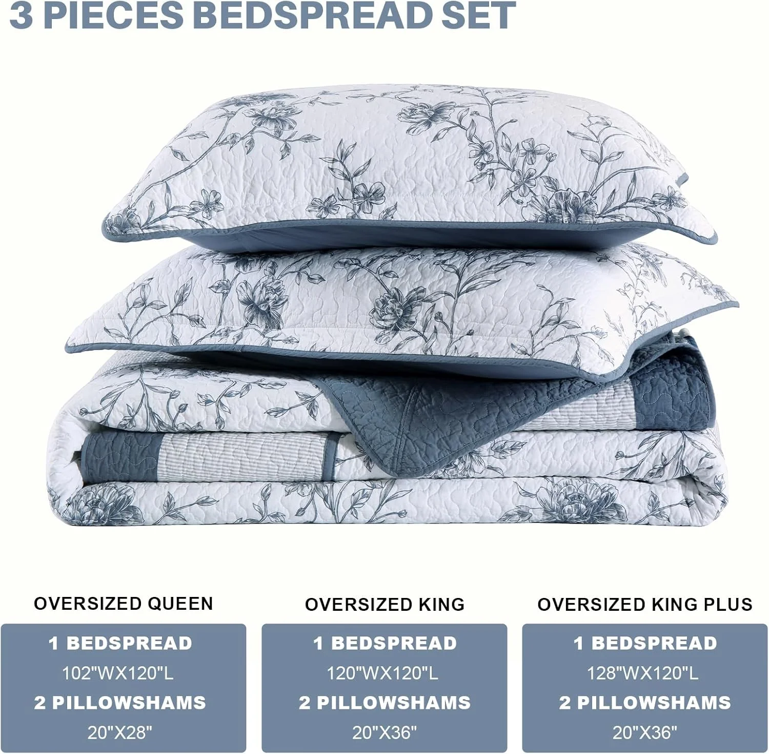 روتختی کینگ سایز بزرگ فاین استیچری 305x305 سانتی متر، لحاف طرح گل سوپر کینگ 100% پنبه ای، رو تختی دو رو، ست روتختی لحافی سبک وزن طرح خانه روستایی 3 تکه