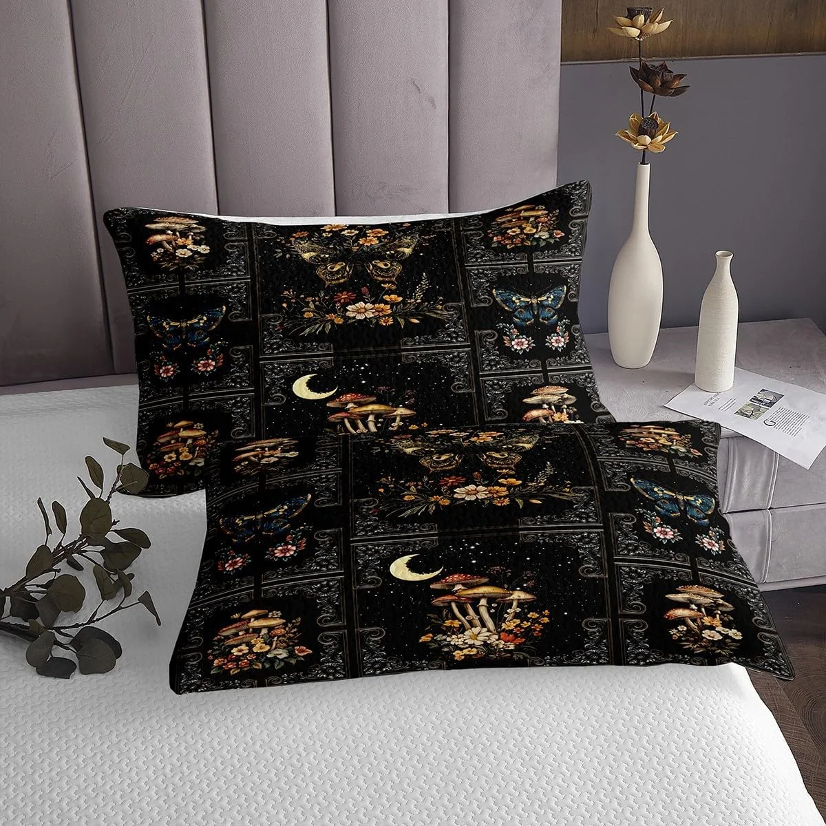 روتختی کینگ سایز طرح پروانه گوتیک Castle Fairy، ست لحاف طرح گل و پروانه قارچی رنگارنگ با 2 روبالشتی، ست روتختی میکروفایبر طرح چهارخانه توری مشکی باروک قدیمی برای کودکان و بزرگسالان، تنفس پذیر روتختی کینگ سایز طرح پروانه گوتیک Castle Fairy، ست لحاف طرح گل و پروانه قارچی رنگارنگ با 2 روبالشتی، ست روتختی میکروفایبر طرح چهارخانه توری مشکی باروک قدیمی برای کودکان و بزرگسالان، تنفس پذیر