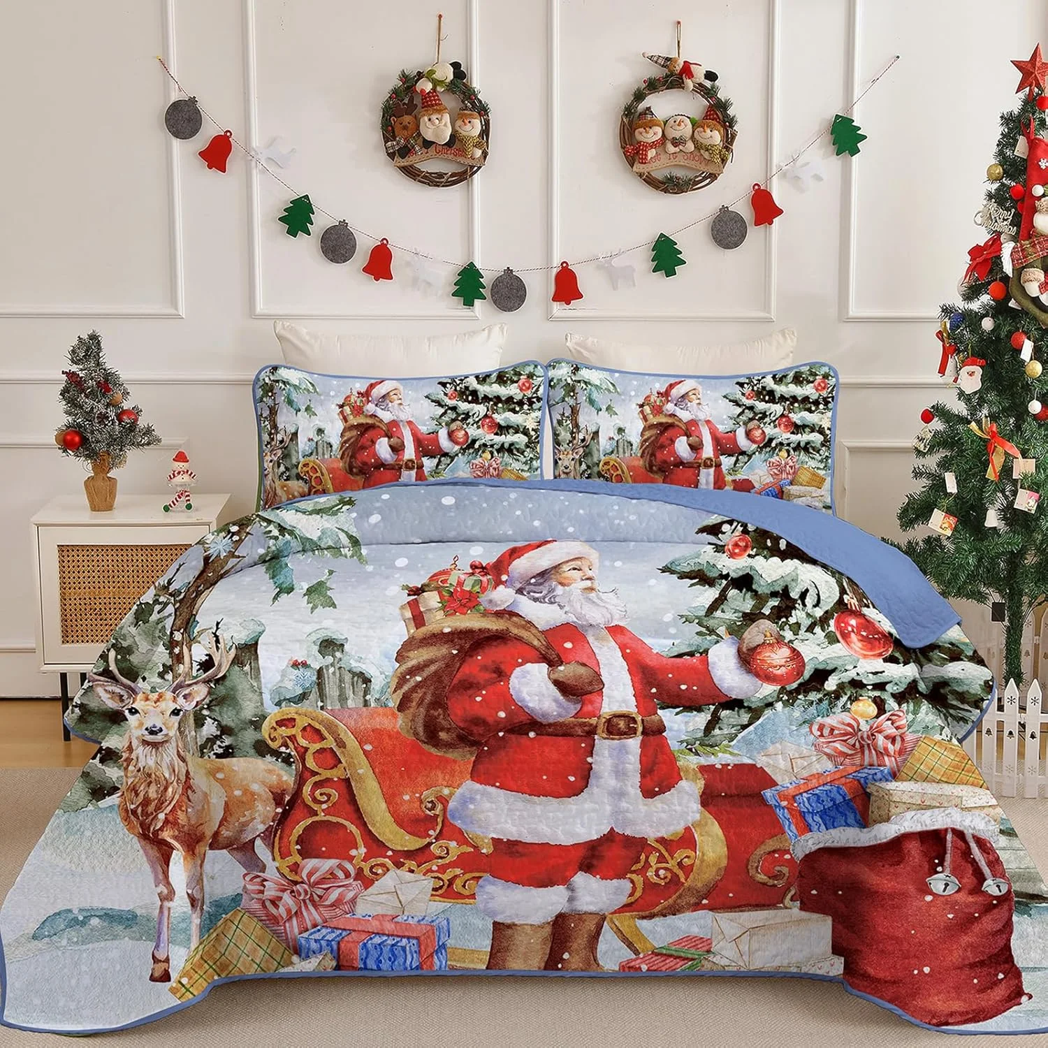 روتختی وانگز بدینگ 240 در 260 سانتی متر طرح کریسمس، روانداز تخت، لحاف تخت دو نفره، لحاف میکروفایبر، ست روتختی 3 تکه شامل لحاف و 2 روبالشتی 50 در 75 سانتی متر، طرح بابانوئل قرمز روتختی وانگز بدینگ 240 در 260 سانتی متر طرح کریسمس، روانداز تخت، لحاف تخت دو نفره، لحاف میکروفایبر، ست روتختی 3 تکه شامل لحاف و 2 روبالشتی 50 در 75 سانتی متر، طرح بابانوئل قرمز