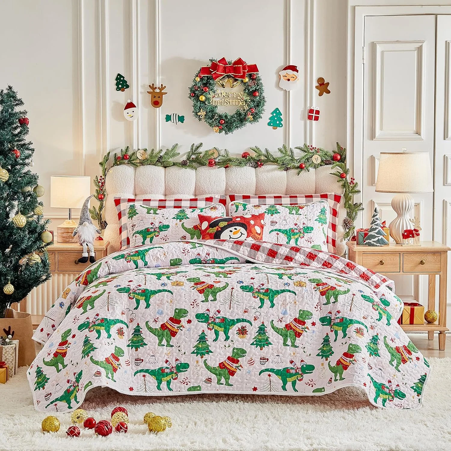 ست لحاف کریسمس، ست روتختی میکروفایبر نرم و سبک، ست روتختی سه تکه لحافی برای سال نو SYUQTSD32-Q ست لحاف کریسمس، ست روتختی میکروفایبر نرم و سبک، ست روتختی سه تکه لحافی برای سال نو SYUQTSD32-Q