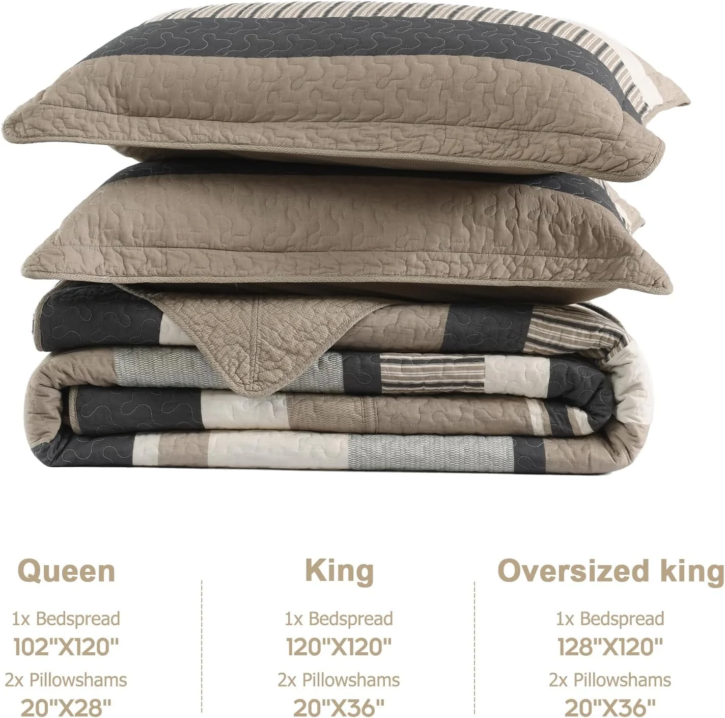 Finlonte Bedspread King Size 100% Cotton Oversized King Size Bedspreads Charcoal Brown Beige Extra Super King Quilted Bed Spread Striped Farmhouse Lightweight Soft Bedding Set for All Season, 3 Piece Finlonte Bedspread King Size 100% Cotton Oversized King Size Bedspreads Charcoal Brown Beige Extra Super King Quilted Bed Spread Striped Farmhouse Lightweight Soft Bedding Set for All Season, 3 Piece