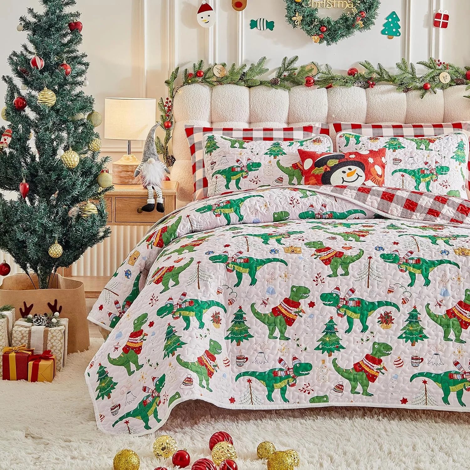 ست لحاف کریسمس، ست روتختی میکروفایبر نرم و سبک، ست روتختی سه تکه لحافی برای سال نو SYUQTSD32-Q
