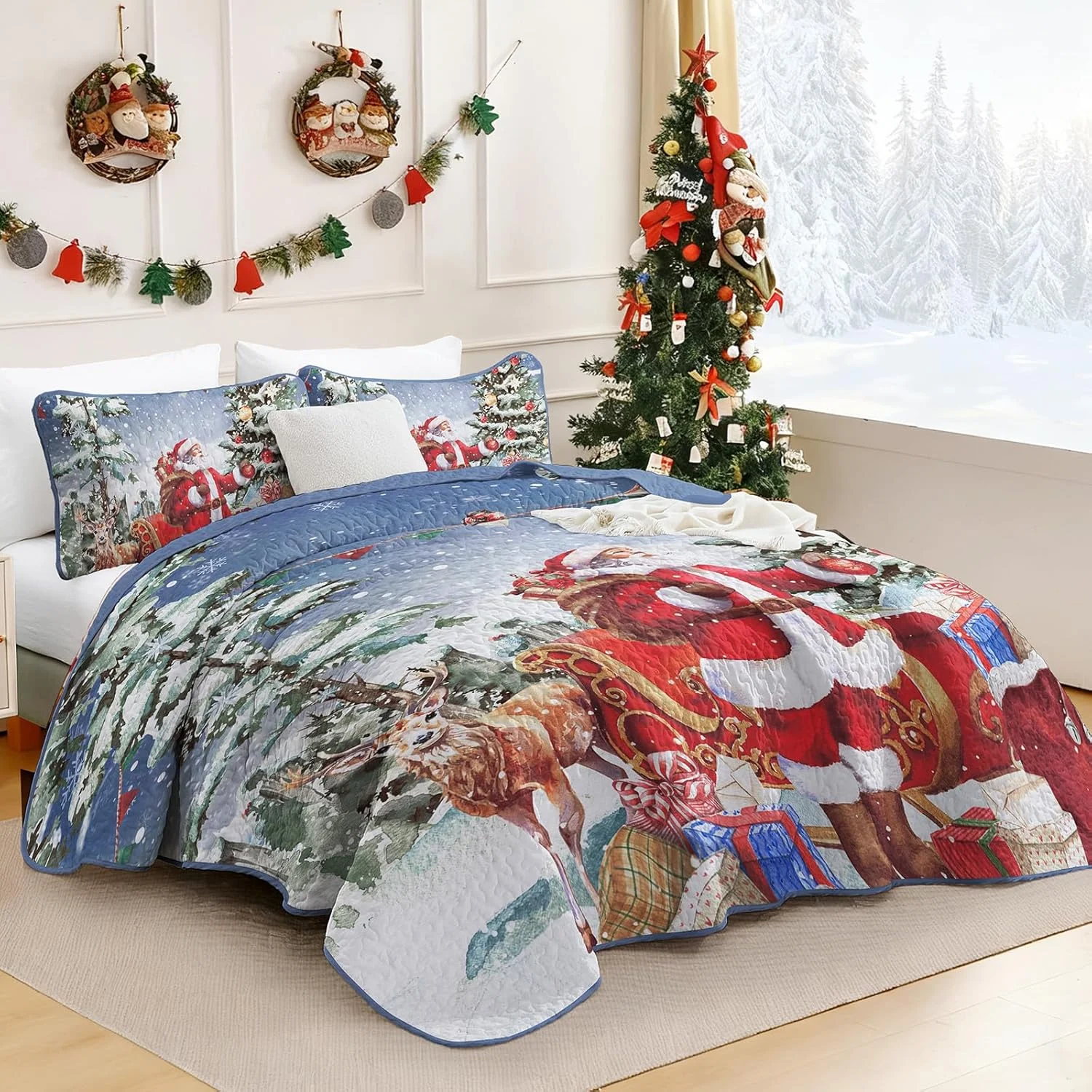 روتختی وانگز بدینگ 240 در 260 سانتی متر طرح کریسمس، روانداز تخت، لحاف تخت دو نفره، لحاف میکروفایبر، ست روتختی 3 تکه شامل لحاف و 2 روبالشتی 50 در 75 سانتی متر، طرح بابانوئل قرمز روتختی وانگز بدینگ 240 در 260 سانتی متر طرح کریسمس، روانداز تخت، لحاف تخت دو نفره، لحاف میکروفایبر، ست روتختی 3 تکه شامل لحاف و 2 روبالشتی 50 در 75 سانتی متر، طرح بابانوئل قرمز