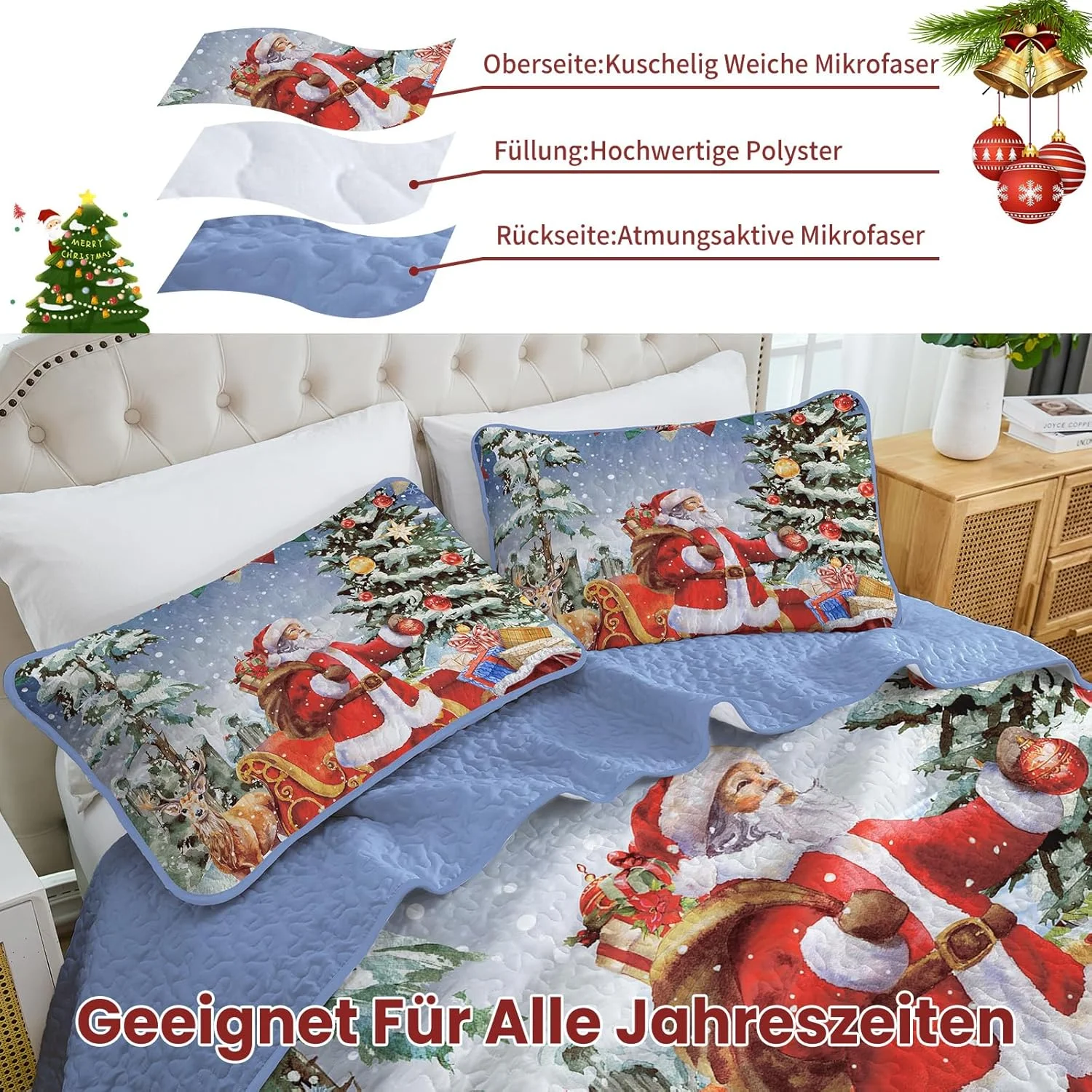 روتختی وانگز بدینگ 240 در 260 سانتی متر طرح کریسمس، روانداز تخت، لحاف تخت دو نفره، لحاف میکروفایبر، ست روتختی 3 تکه شامل لحاف و 2 روبالشتی 50 در 75 سانتی متر، طرح بابانوئل قرمز روتختی وانگز بدینگ 240 در 260 سانتی متر طرح کریسمس، روانداز تخت، لحاف تخت دو نفره، لحاف میکروفایبر، ست روتختی 3 تکه شامل لحاف و 2 روبالشتی 50 در 75 سانتی متر، طرح بابانوئل قرمز