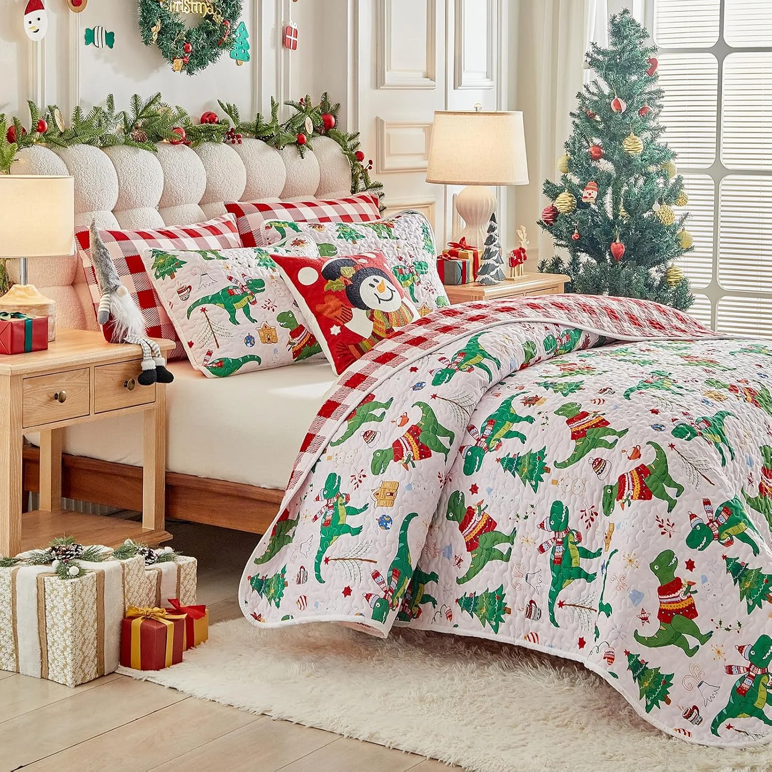 ست لحاف کریسمس، ست روتختی میکروفایبر نرم و سبک، ست روتختی سه تکه لحافی برای سال نو SYUQTSD32-Q
