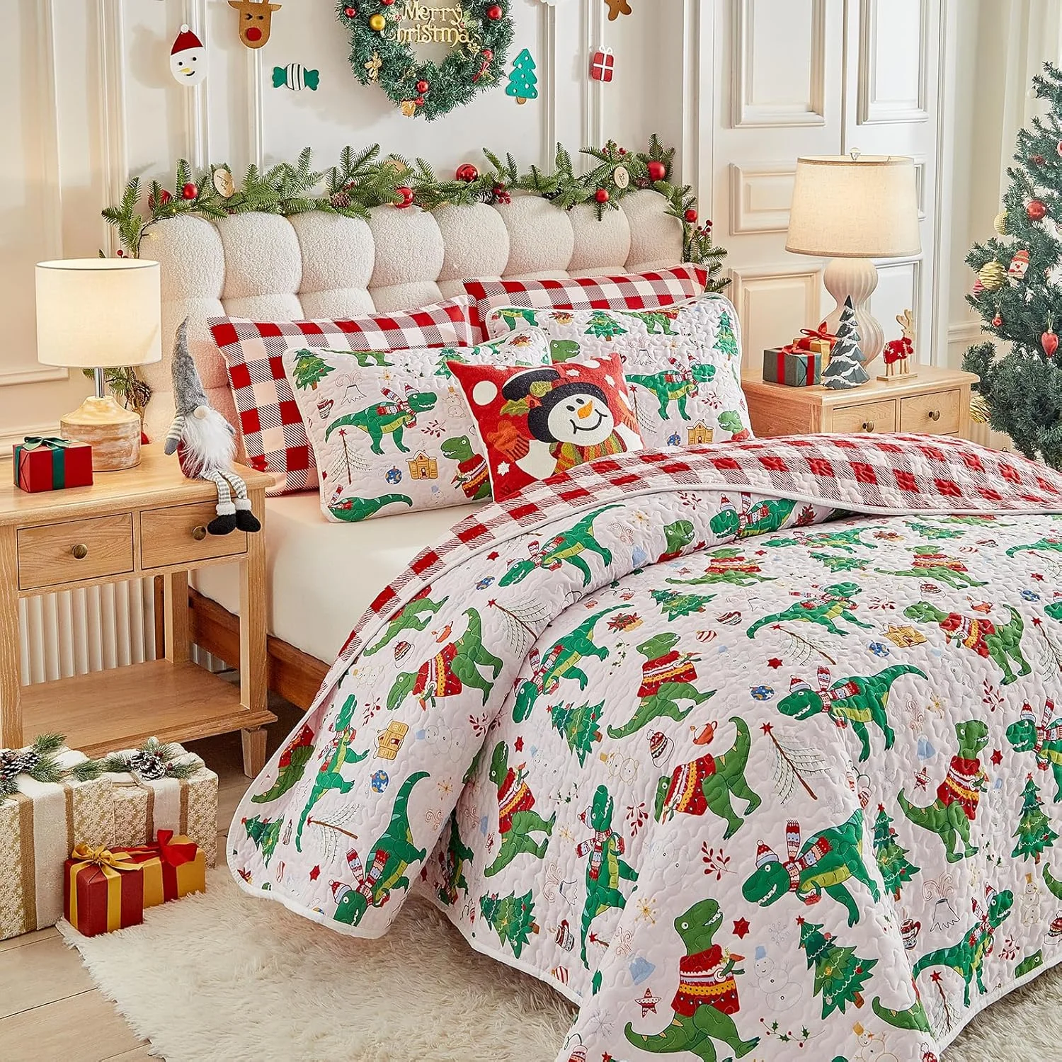ست لحاف کریسمس، ست روتختی میکروفایبر نرم و سبک، ست روتختی سه تکه لحافی برای سال نو SYUQTSD32-Q