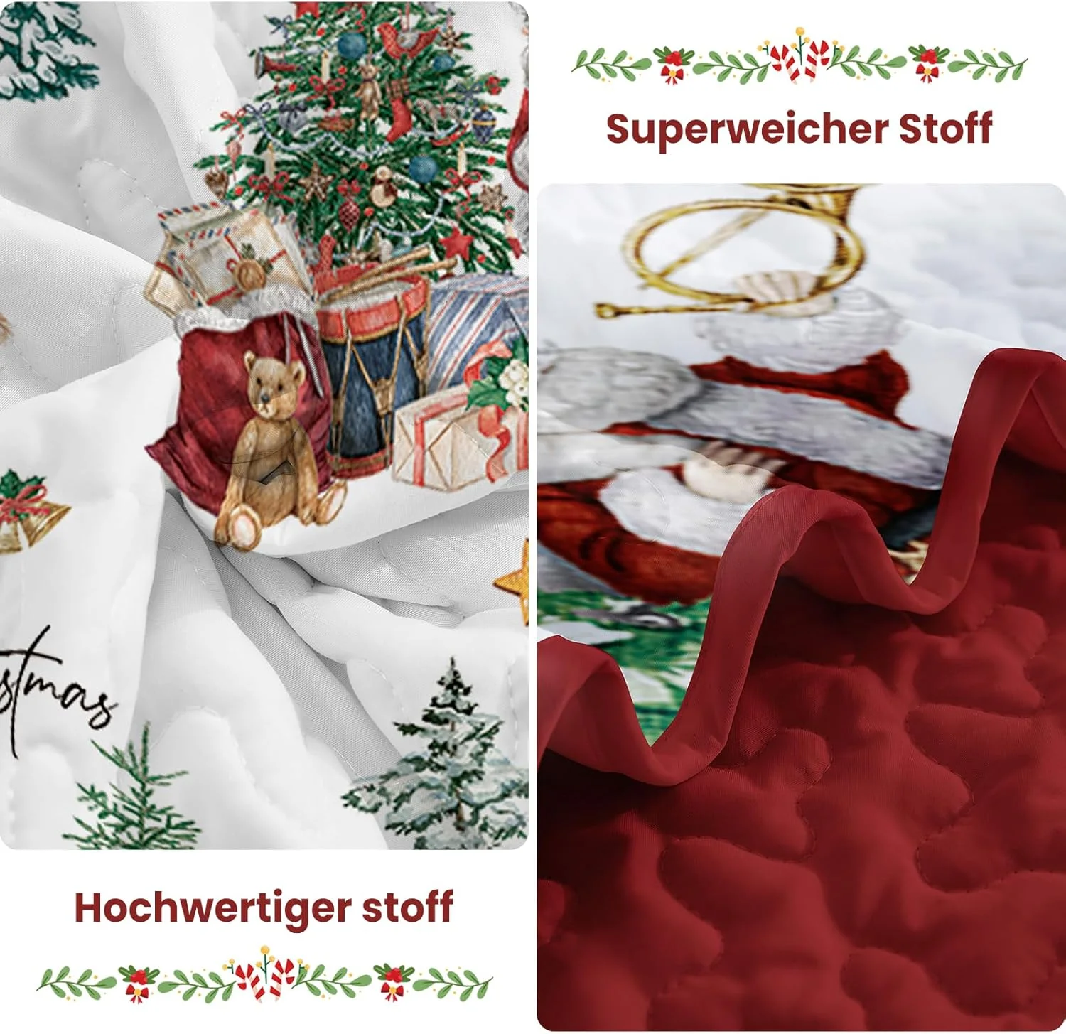 WONGS BEDDING Bedspread 220 x 240 cm Christmas Bed Throw Quilt Double Bed Quilted Microfibre 3-Piece Bedspreads Quilt Blanket with 2 Pillowcases 50 x 75 cm, White WONGS BEDDING Bedspread 220 x 240 cm Christmas Bed Throw Quilt Double Bed Quilted Microfibre 3-Piece Bedspreads Quilt Blanket with 2 Pillowcases 50 x 75 cm, White