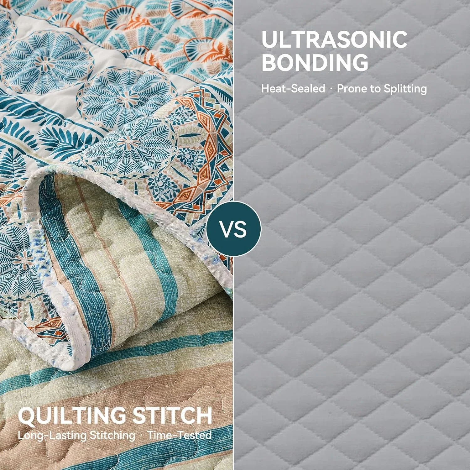 روتختی Qucover، روتختی تزئینی، روتختی دو طرفه بوهو با طرح های قومی، 250 x 270 سانتی متر، رو تختی نرم مبل، لحاف با 2 روبالشی 50 x 75 سانتی متر برای سبک خانه روستایی و سبک مدرن خانه