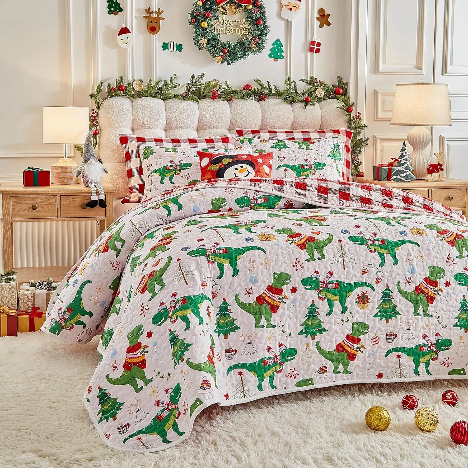 ست لحاف کریسمس، ست روتختی میکروفایبر نرم و سبک، ست روتختی سه تکه لحافی برای سال نو SYUQTSD32-Q
