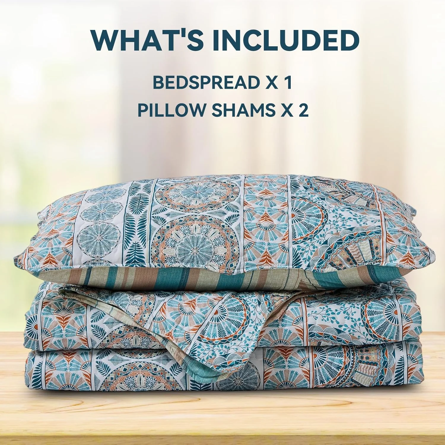 روتختی Qucover، روتختی تزئینی، روتختی دو طرفه بوهو با طرح های قومی، 250 x 270 سانتی متر، رو تختی نرم مبل، لحاف با 2 روبالشی 50 x 75 سانتی متر برای سبک خانه روستایی و سبک مدرن خانه