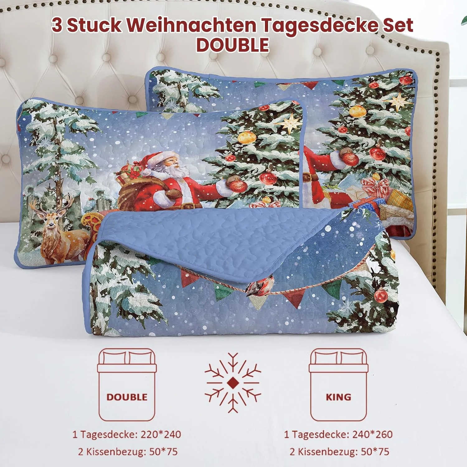 روتختی وانگز بدینگ 240 در 260 سانتی متر طرح کریسمس، روانداز تخت، لحاف تخت دو نفره، لحاف میکروفایبر، ست روتختی 3 تکه شامل لحاف و 2 روبالشتی 50 در 75 سانتی متر، طرح بابانوئل قرمز روتختی وانگز بدینگ 240 در 260 سانتی متر طرح کریسمس، روانداز تخت، لحاف تخت دو نفره، لحاف میکروفایبر، ست روتختی 3 تکه شامل لحاف و 2 روبالشتی 50 در 75 سانتی متر، طرح بابانوئل قرمز