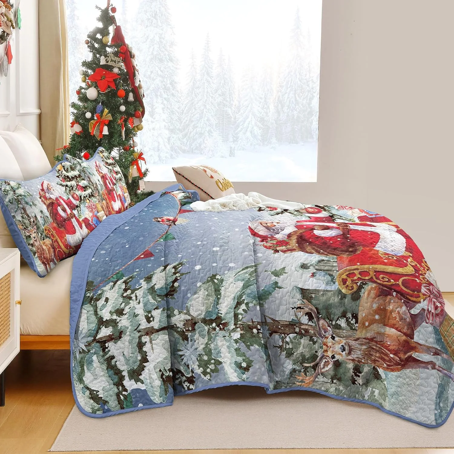 روتختی وانگز بدینگ 240 در 260 سانتی متر طرح کریسمس، روانداز تخت، لحاف تخت دو نفره، لحاف میکروفایبر، ست روتختی 3 تکه شامل لحاف و 2 روبالشتی 50 در 75 سانتی متر، طرح بابانوئل قرمز روتختی وانگز بدینگ 240 در 260 سانتی متر طرح کریسمس، روانداز تخت، لحاف تخت دو نفره، لحاف میکروفایبر، ست روتختی 3 تکه شامل لحاف و 2 روبالشتی 50 در 75 سانتی متر، طرح بابانوئل قرمز