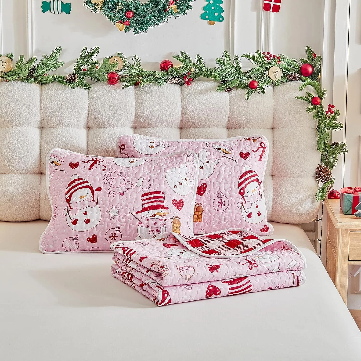ست لحاف کریسمس، ملحفه میکروفیبر نرم و سبک، روتختی سه تکه لحاف دار SYUQTSD36-T