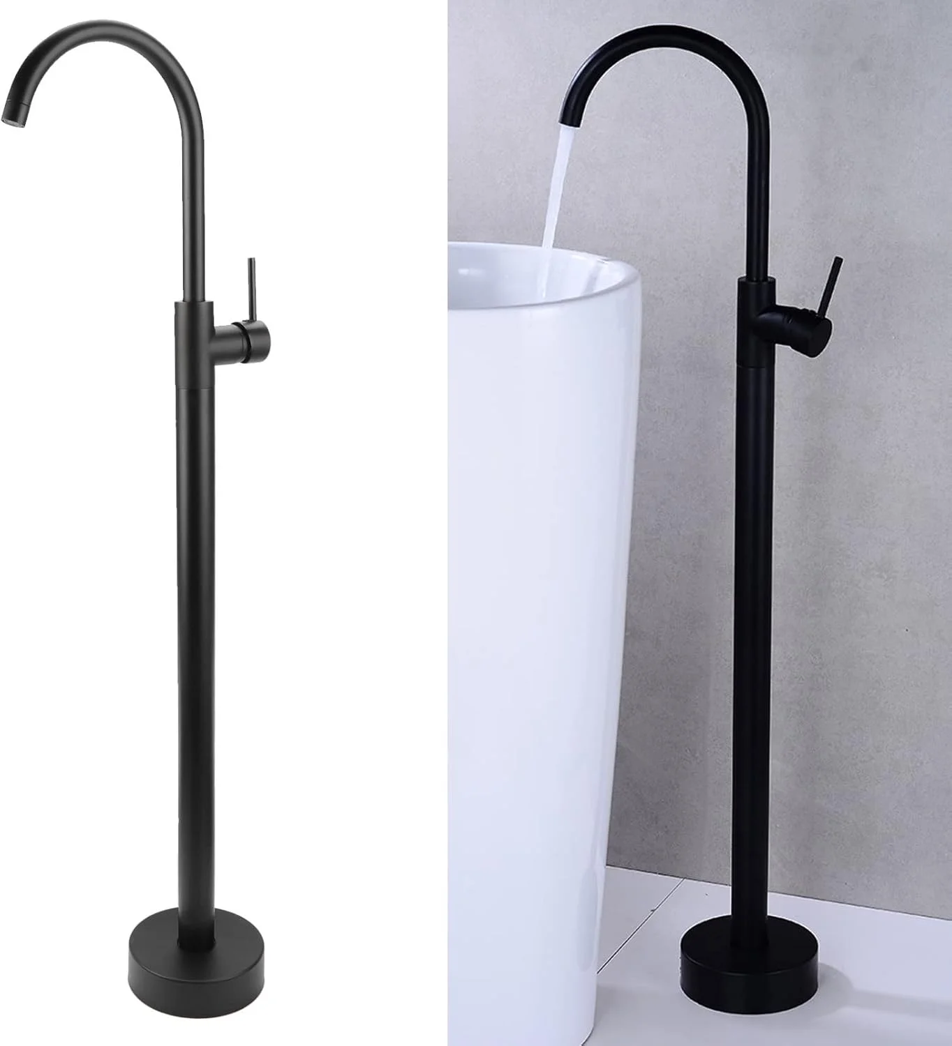 شیر حمام ایستاده، شیر پرکن وان ایستاده به سبک اروپایی، شیر دوش حمام برنجی استیل ضد زنگ، شیر آب چرخشی پایه دار برای روشویی ستونی (مشکی) شیر حمام ایستاده، شیر پرکن وان ایستاده به سبک اروپایی، شیر دوش حمام برنجی استیل ضد زنگ، شیر آب چرخشی پایه دار برای روشویی ستونی (مشکی)