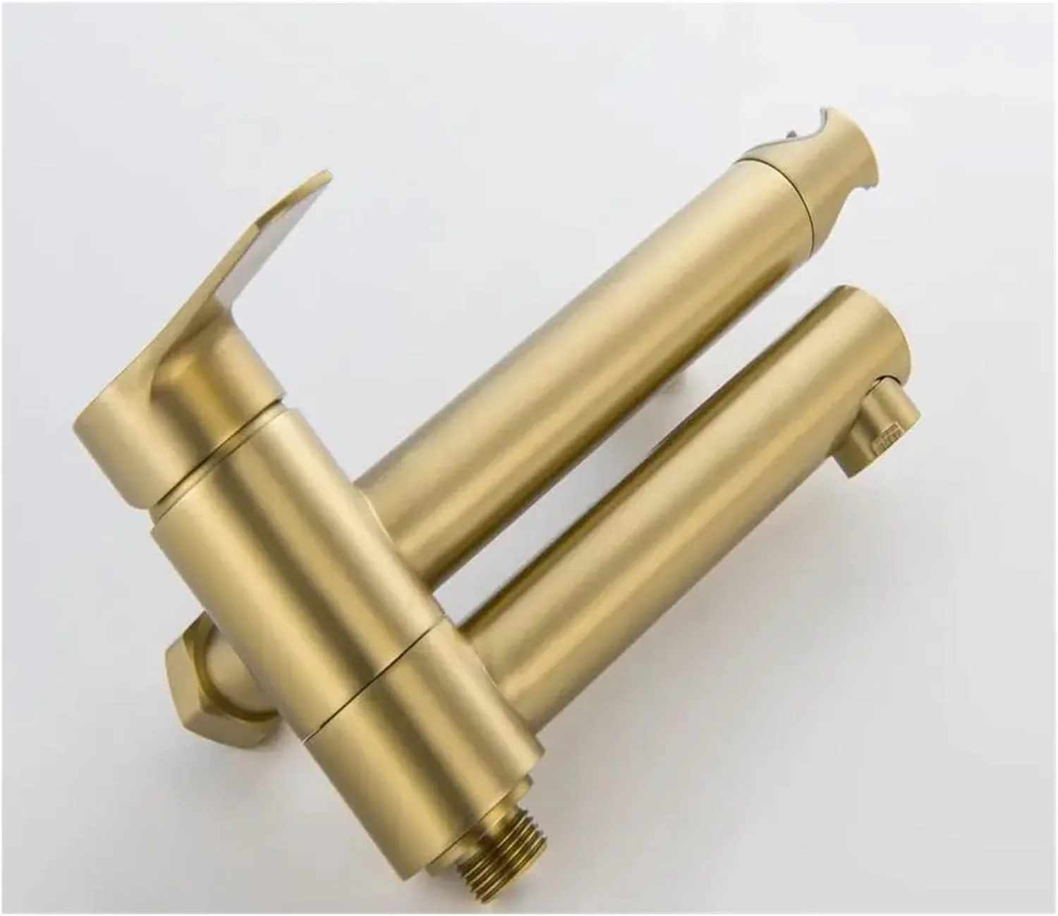 شیر حمام طلایی برس خورده مسی، سیستم دوش حمام دیواری با خروجی آبشاری، شیر آب وان توکار، شیر مخلوط دوش، شیر روشویی حمام