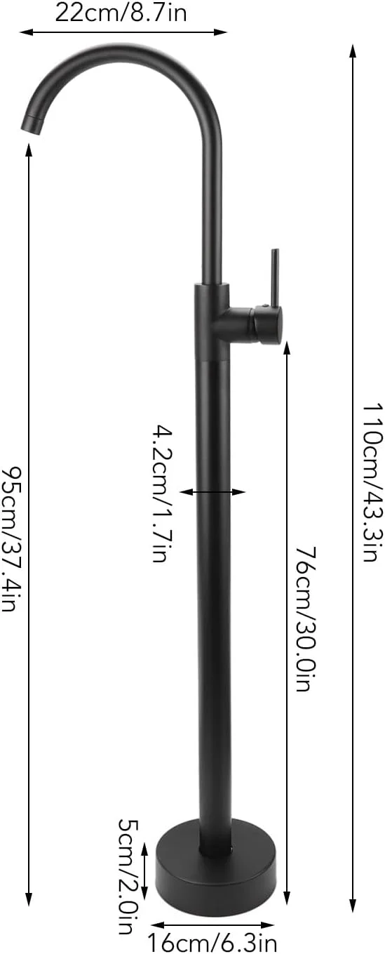 شیر حمام ایستاده، شیر پرکن وان ایستاده به سبک اروپایی، شیر دوش حمام برنجی استیل ضد زنگ، شیر آب چرخشی پایه دار برای روشویی ستونی (مشکی) شیر حمام ایستاده، شیر پرکن وان ایستاده به سبک اروپایی، شیر دوش حمام برنجی استیل ضد زنگ، شیر آب چرخشی پایه دار برای روشویی ستونی (مشکی)