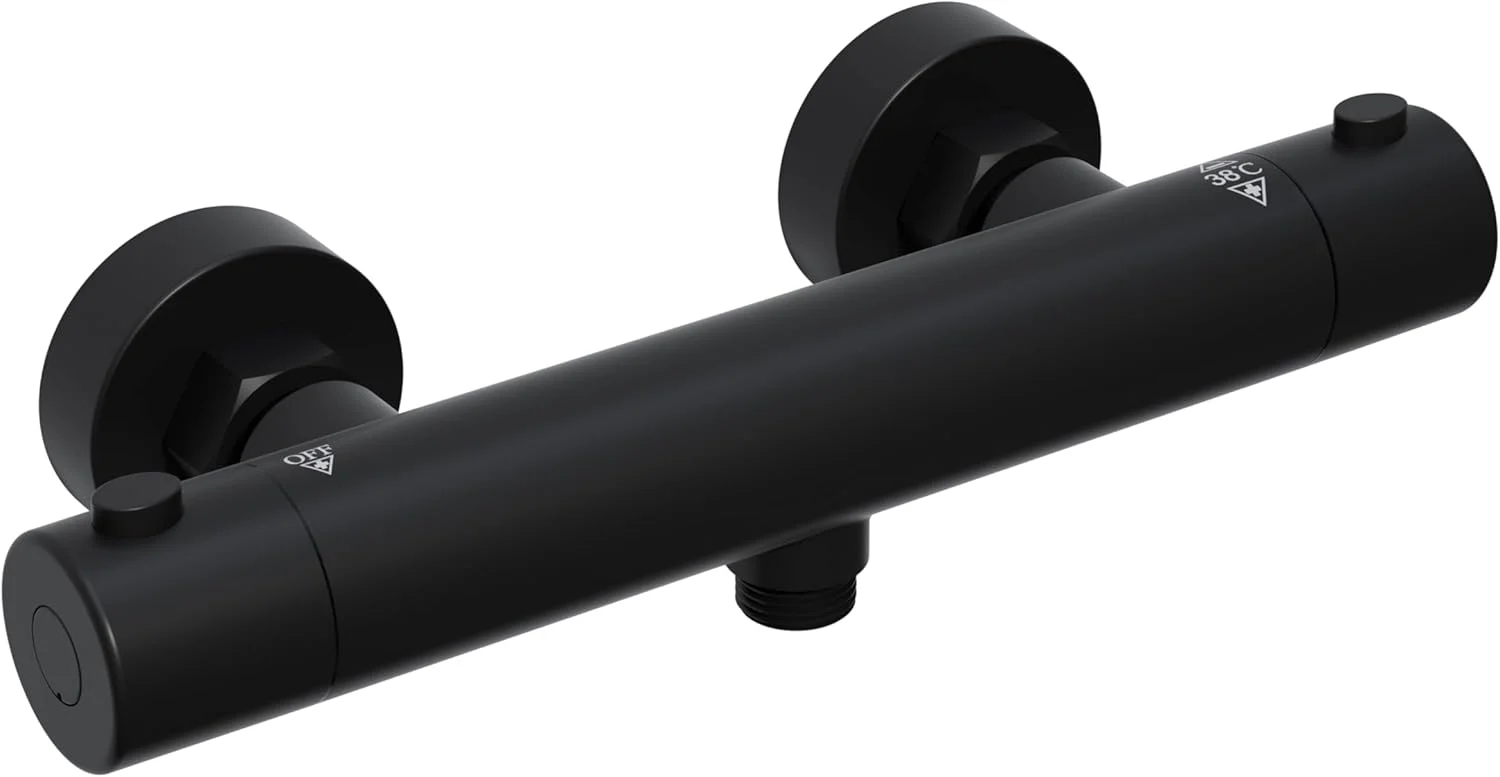 شیر دوش ترموستاتیک گورباخ، شیر حمام اتصال G 1/2 اینچ، شیر دوش با دکمه دمای ثابت هوشمند، مشکی مات