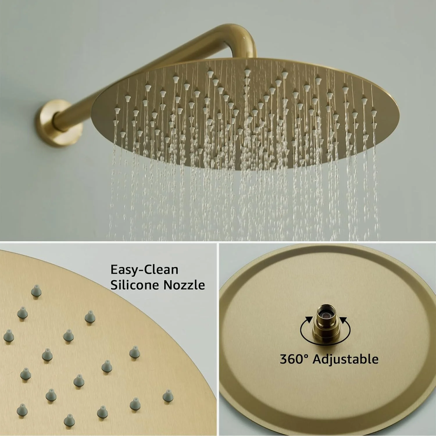 ست شیر دوش طلایی برس خورده Iriber، نصب دیواری، شامل شیر مخلوط دوش، سردوش بارانی 12 اینچی و دوش دستی، کیت مدرن دوش بارانی مناسب حمام (شامل کارتریج شیر) ست شیر دوش طلایی برس خورده Iriber، نصب دیواری، شامل شیر مخلوط دوش، سردوش بارانی 12 اینچی و دوش دستی، کیت مدرن دوش بارانی مناسب حمام (شامل کارتریج شیر)