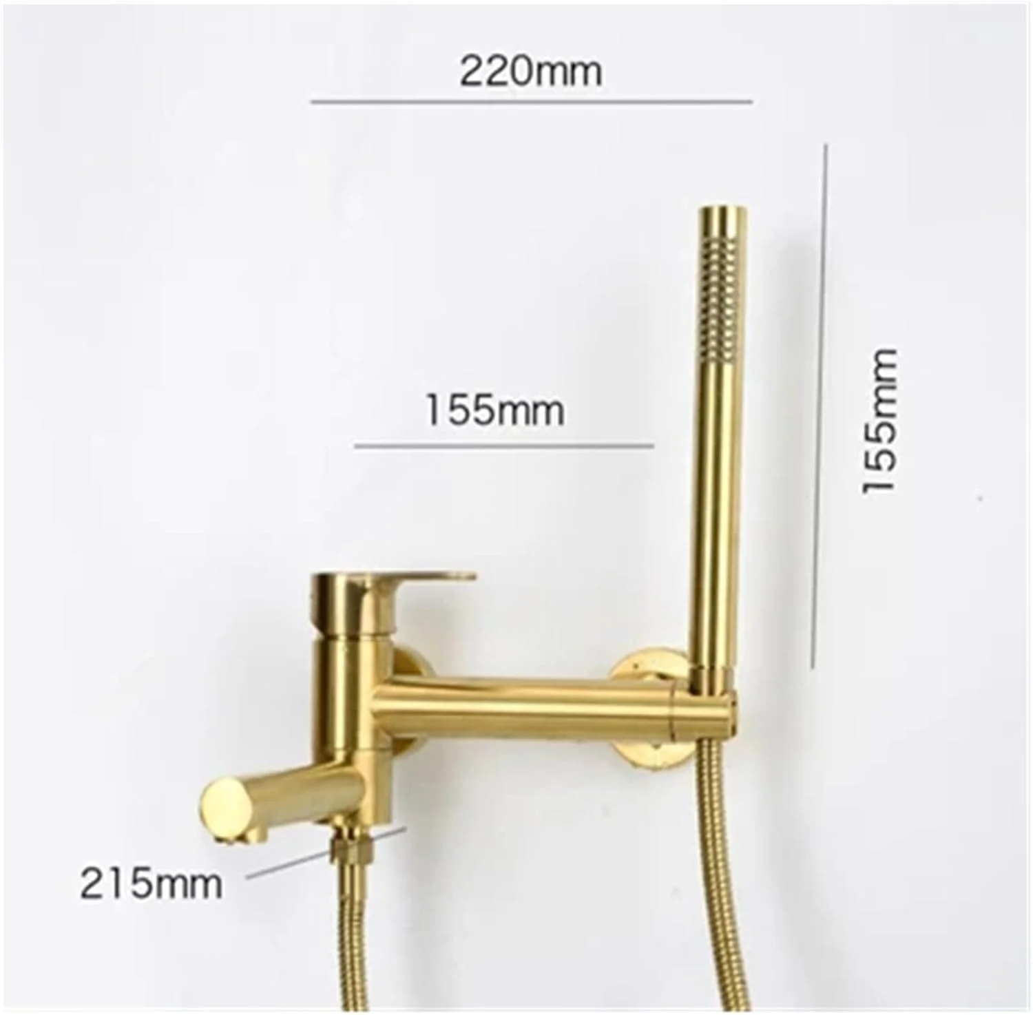 شیر حمام طلایی برس خورده مسی، سیستم دوش حمام دیواری با خروجی آبشاری، شیر آب وان توکار، شیر مخلوط دوش، شیر روشویی حمام