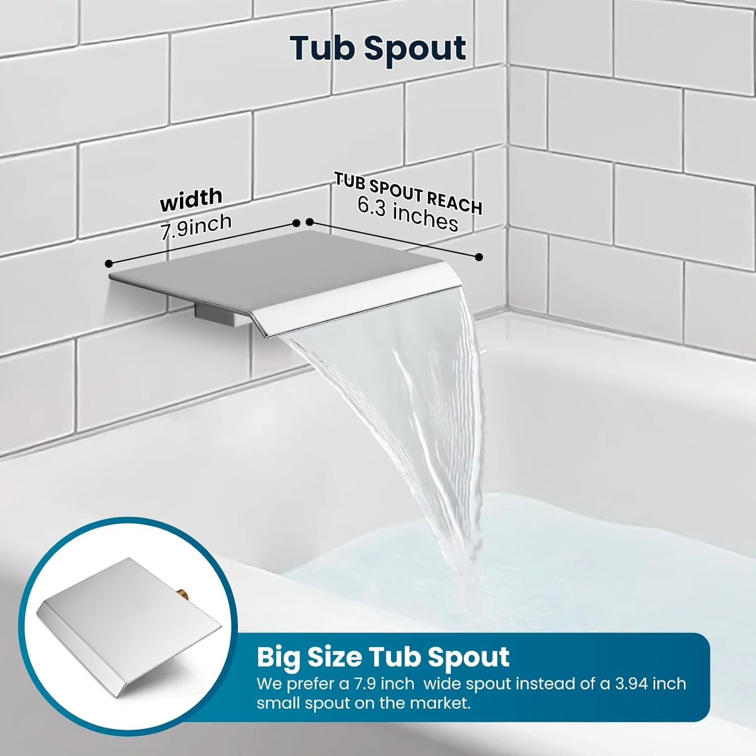 ست شیر دوش مخلوط بارانی کروم گوتونوو با خروجی آبشار وان، سردوش بارانی مربعی 10 اینچی با اسپری دستی، شیرآلات دیواری با تراز فشار و متعلقات