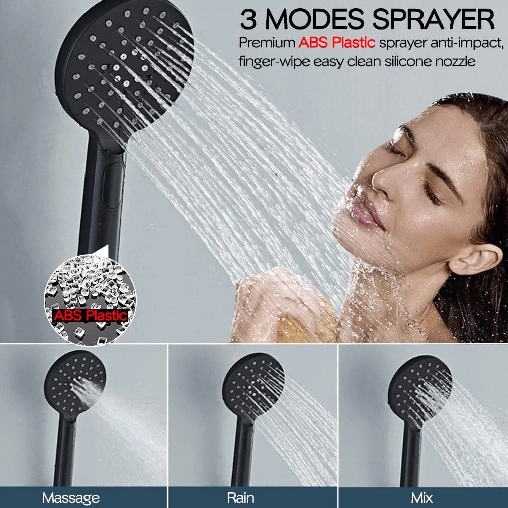 شیر حمام دیواری کاپ‌هوم با دوش دستی، شیر وان حمام مشکی مات با اسپری دستی، ست شیر دوش وان چرخان