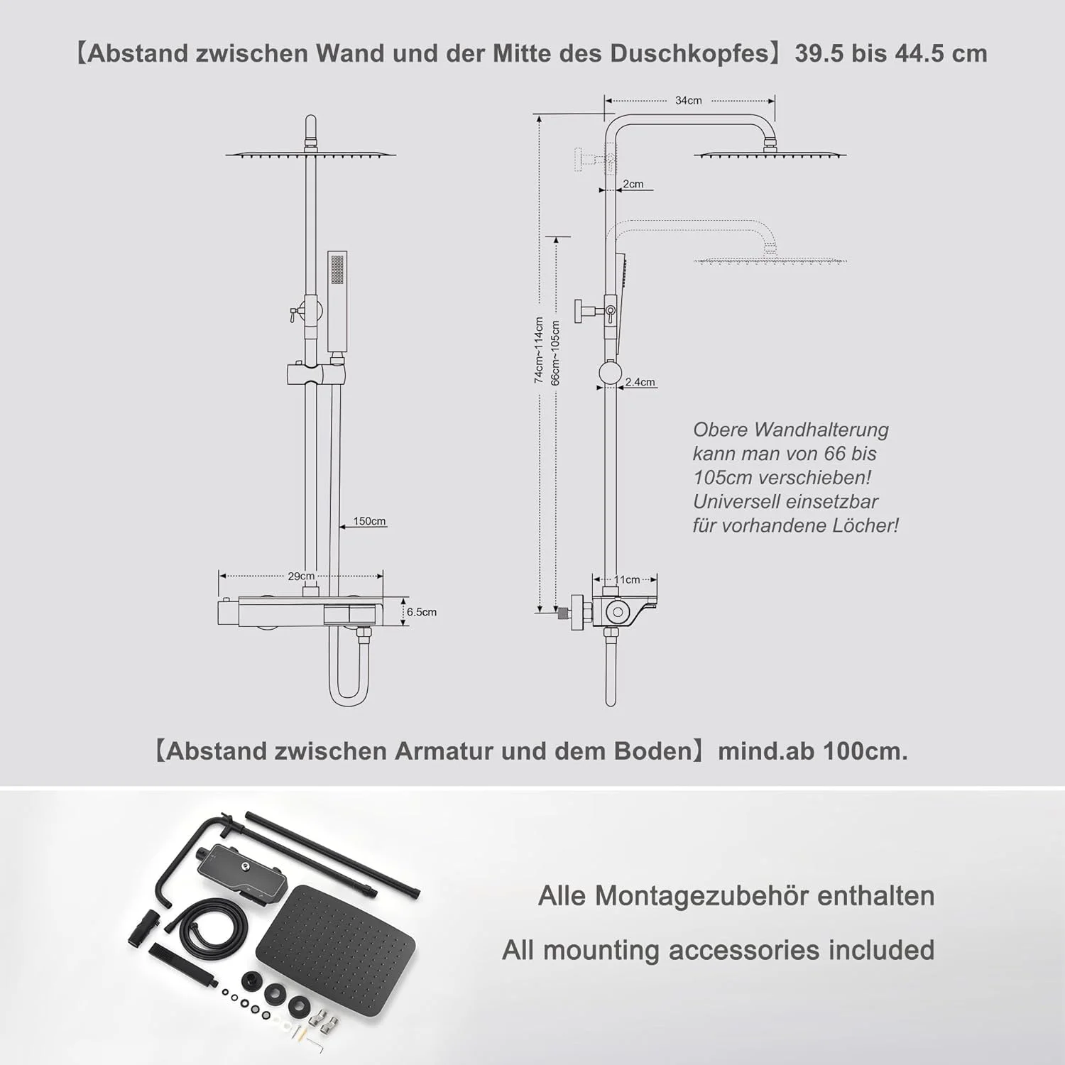ستون دوش ترموستاتیک گورباخ مدل 304 استیل ضد زنگ مشکی، شیر دوش ست دوش بارانی با سر دوش (35 x 25 سانتی متر) ستون دوش ترموستاتیک گورباخ مدل 304 استیل ضد زنگ مشکی، شیر دوش ست دوش بارانی با سر دوش (35 x 25 سانتی متر)