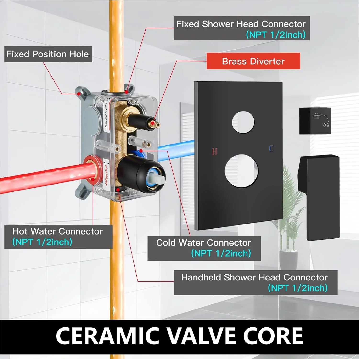 سیستم دوش بارانی مشکی مات Midanya، سر دوش مربعی 12 اینچی، ست شیر دوش دیواری با شیر دستی، کیت تریم شیرآلات با شیر تنظیم فشار، ست ترکیبی دوش حمام سیستم دوش بارانی مشکی مات Midanya، سر دوش مربعی 12 اینچی، ست شیر دوش دیواری با شیر دستی، کیت تریم شیرآلات با شیر تنظیم فشار، ست ترکیبی دوش حمام