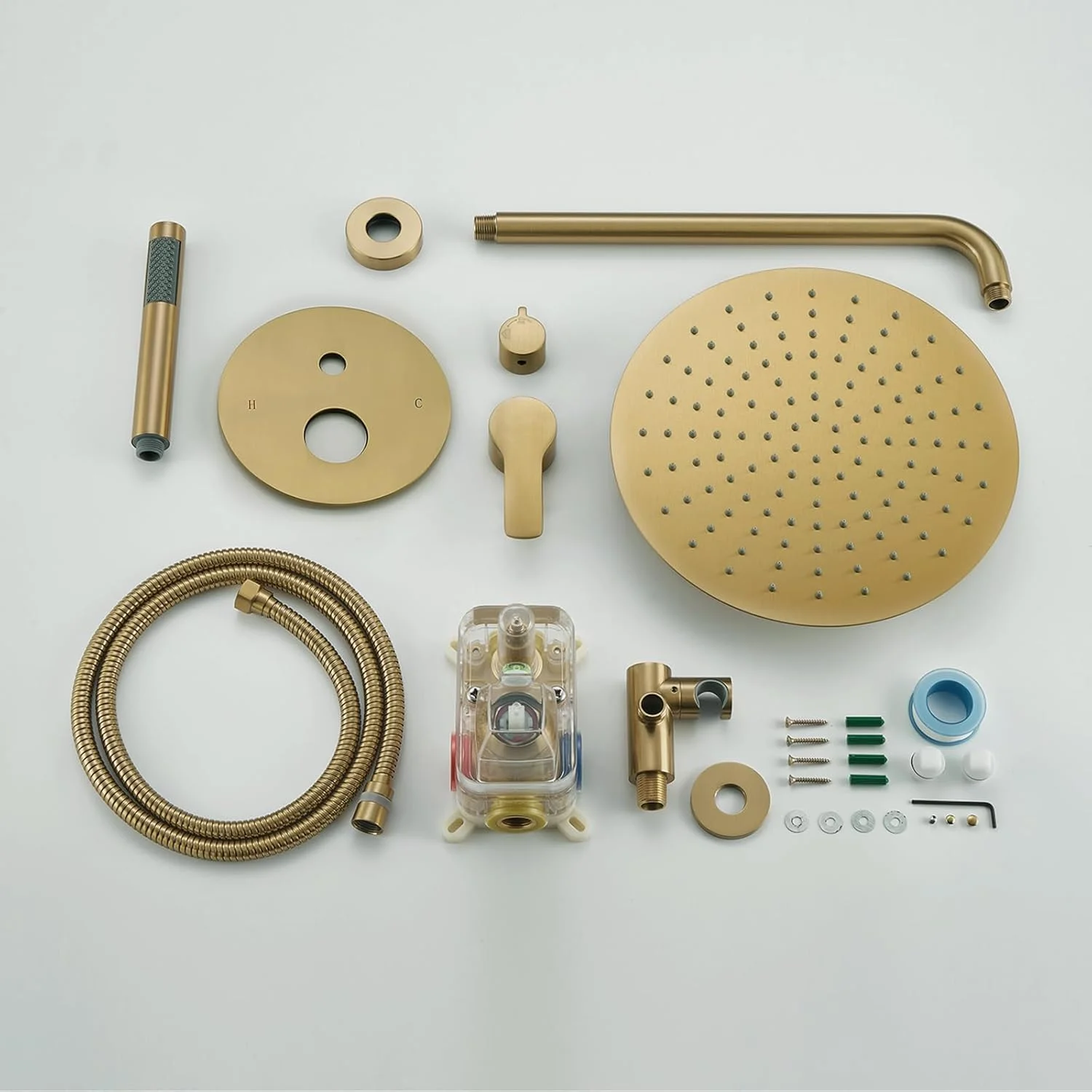 ست شیر دوش طلایی برس خورده Iriber، نصب دیواری، شامل شیر مخلوط دوش، سردوش بارانی 12 اینچی و دوش دستی، کیت مدرن دوش بارانی مناسب حمام (شامل کارتریج شیر) ست شیر دوش طلایی برس خورده Iriber، نصب دیواری، شامل شیر مخلوط دوش، سردوش بارانی 12 اینچی و دوش دستی، کیت مدرن دوش بارانی مناسب حمام (شامل کارتریج شیر)