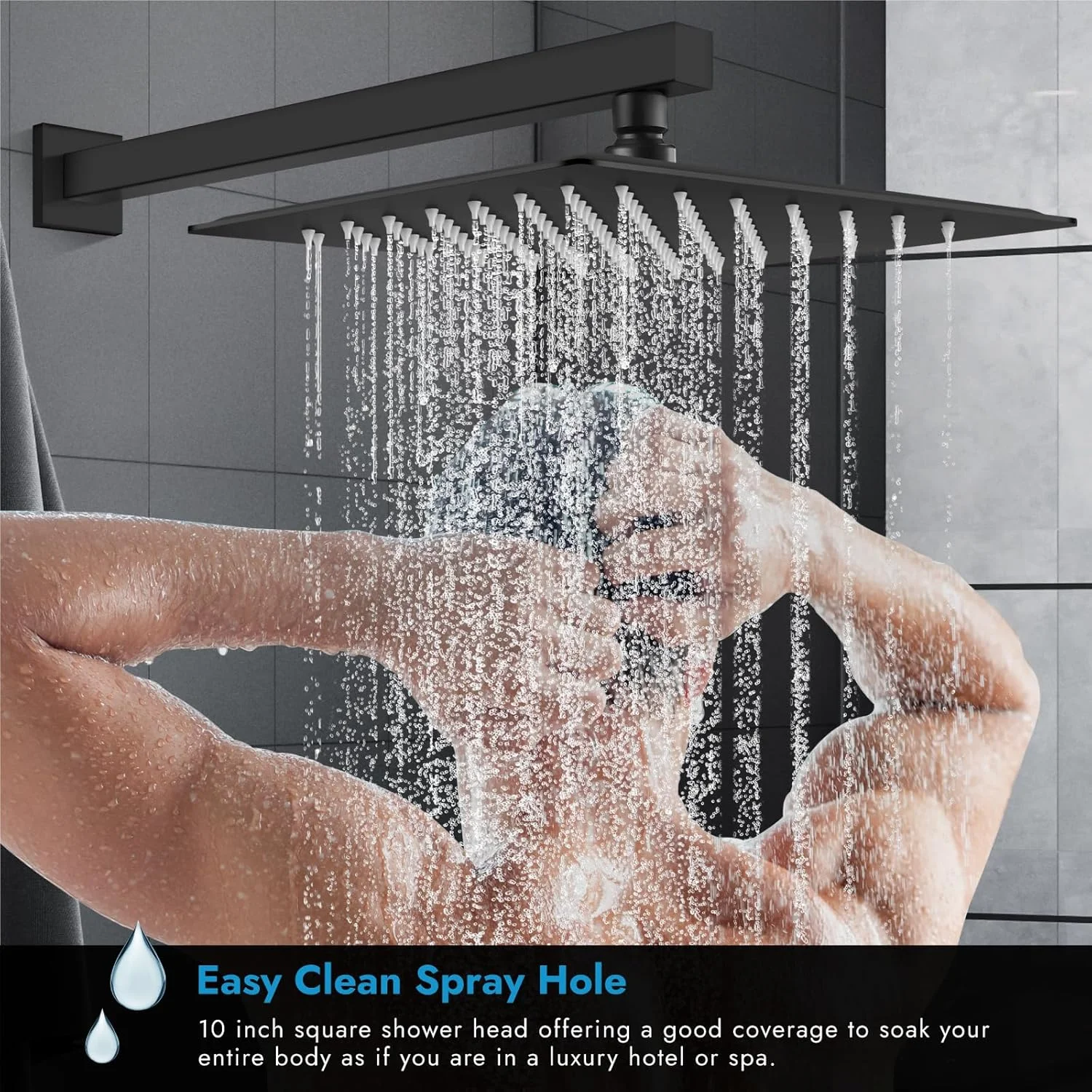 ست شیر دوش حمام دیواری مشکی مات Cinwiny، سایز 10 اینچ، تک کاره، سردوش مربعی بارانی، تک دستگیره، شامل شیرآلات ست شیر دوش حمام دیواری مشکی مات Cinwiny، سایز 10 اینچ، تک کاره، سردوش مربعی بارانی، تک دستگیره، شامل شیرآلات