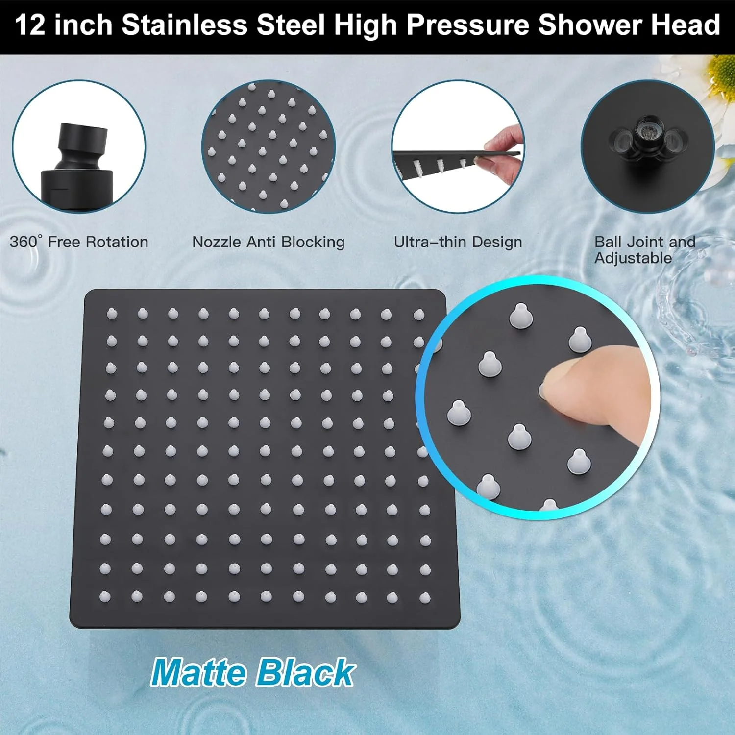 سیستم دوش بارانی مشکی مات Midanya، سر دوش مربعی 12 اینچی، ست شیر دوش دیواری با شیر دستی، کیت تریم شیرآلات با شیر تنظیم فشار، ست ترکیبی دوش حمام سیستم دوش بارانی مشکی مات Midanya، سر دوش مربعی 12 اینچی، ست شیر دوش دیواری با شیر دستی، کیت تریم شیرآلات با شیر تنظیم فشار، ست ترکیبی دوش حمام