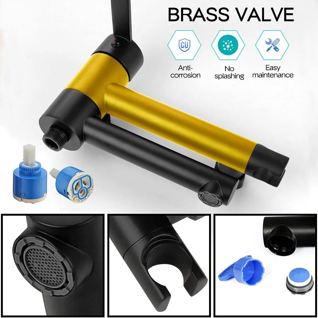 شیر حمام دیواری کاپ‌هوم با دوش دستی، شیر وان حمام مشکی مات با اسپری دستی، ست شیر دوش وان چرخان